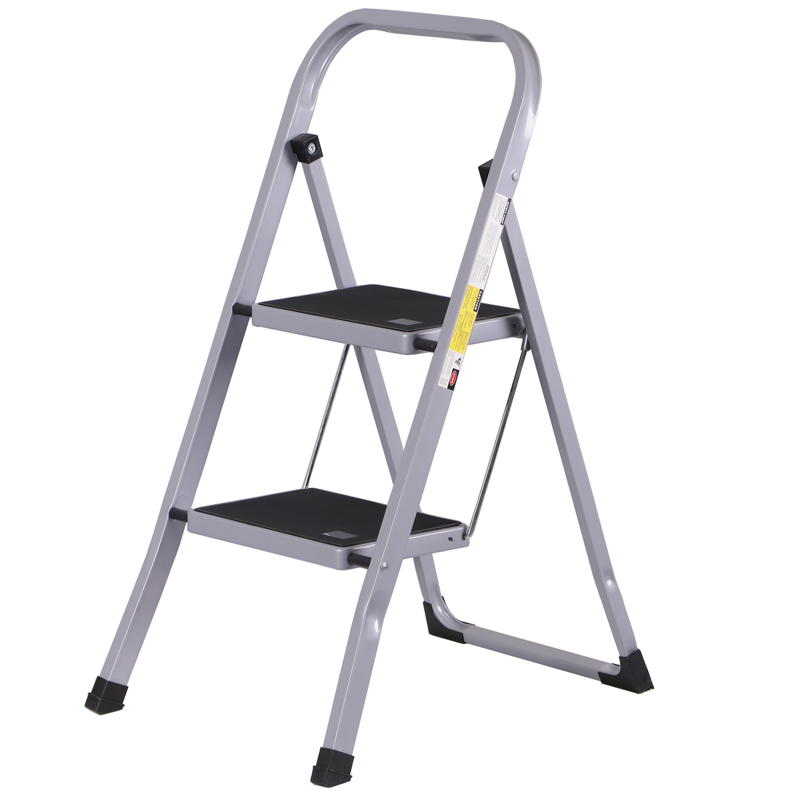 2 Step Ladder w/Anti-Slip Pedal Convenient Handgrip for Home Daily Use Gray