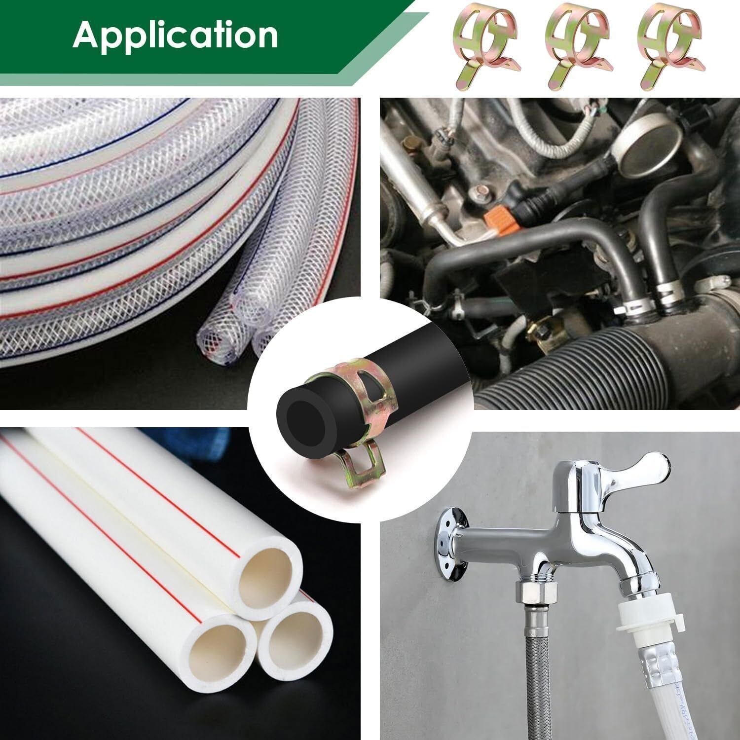 115PC 6-22mm Spring Hose Clamps Fastener Fuel Water Line Pipe Air Tube Clips Kit