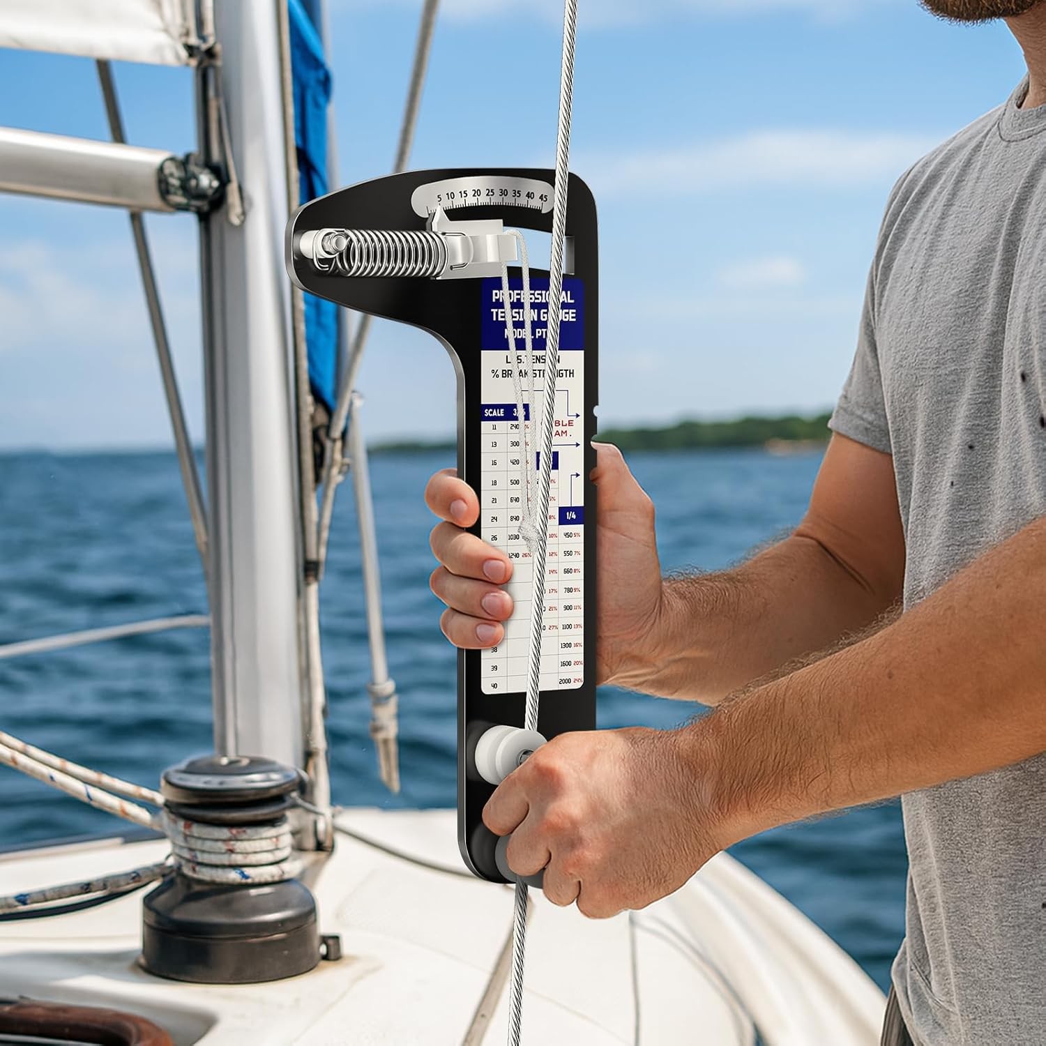 PT-2 Sailboat Rigging Tension Gauge, Professional Hands-Free Force Gauge, New