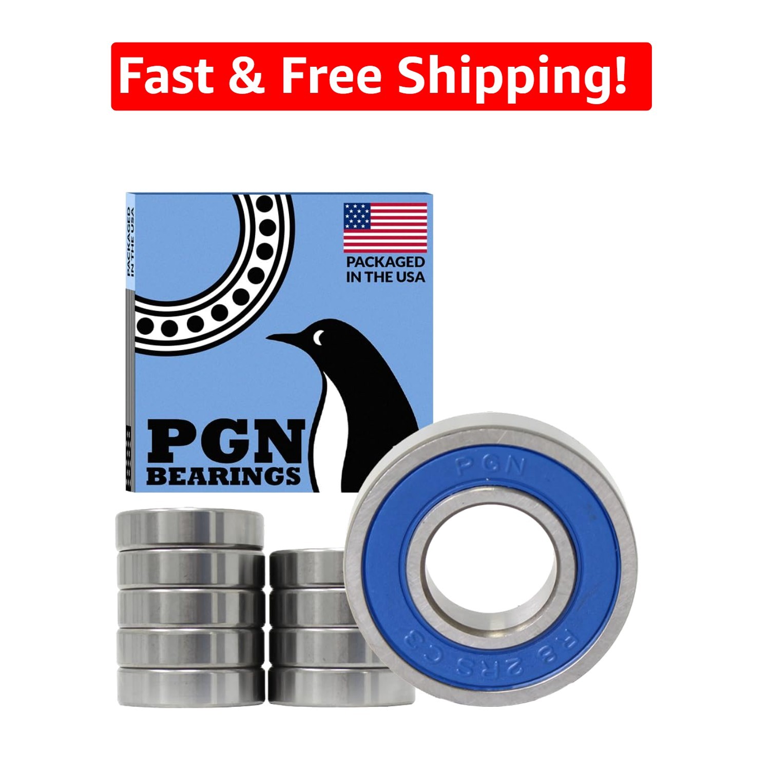 PGN 10 Pack Sealed Chrome Steel Ball Bearings – High RPM and Impact Resistant
