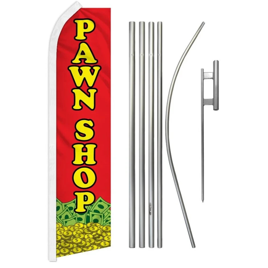 Pawn Shop Swooper Advertising Flag & Pole Kit
