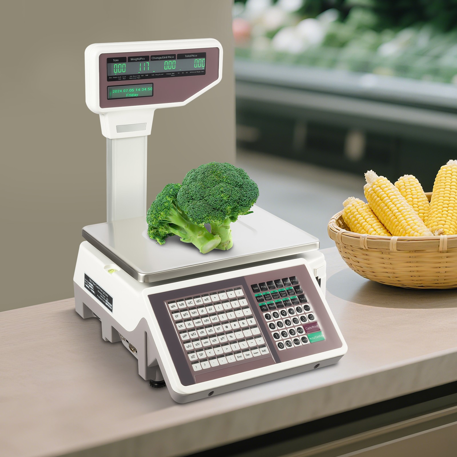 Commercial Digital Price Computing Scale with Thermal Label Printer Supermarket