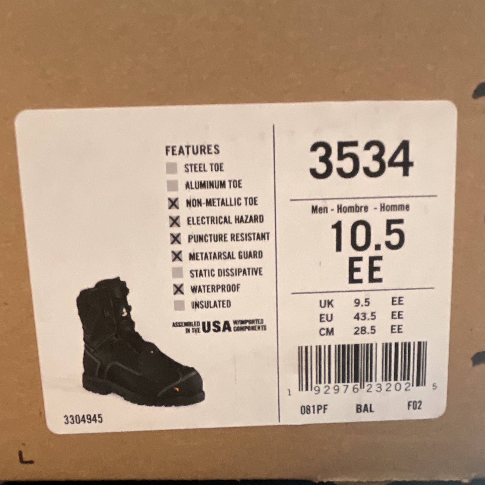 Red Wing Shoes 3534 EH Work Boots Black Men’s 10.5 EE Extra Wide