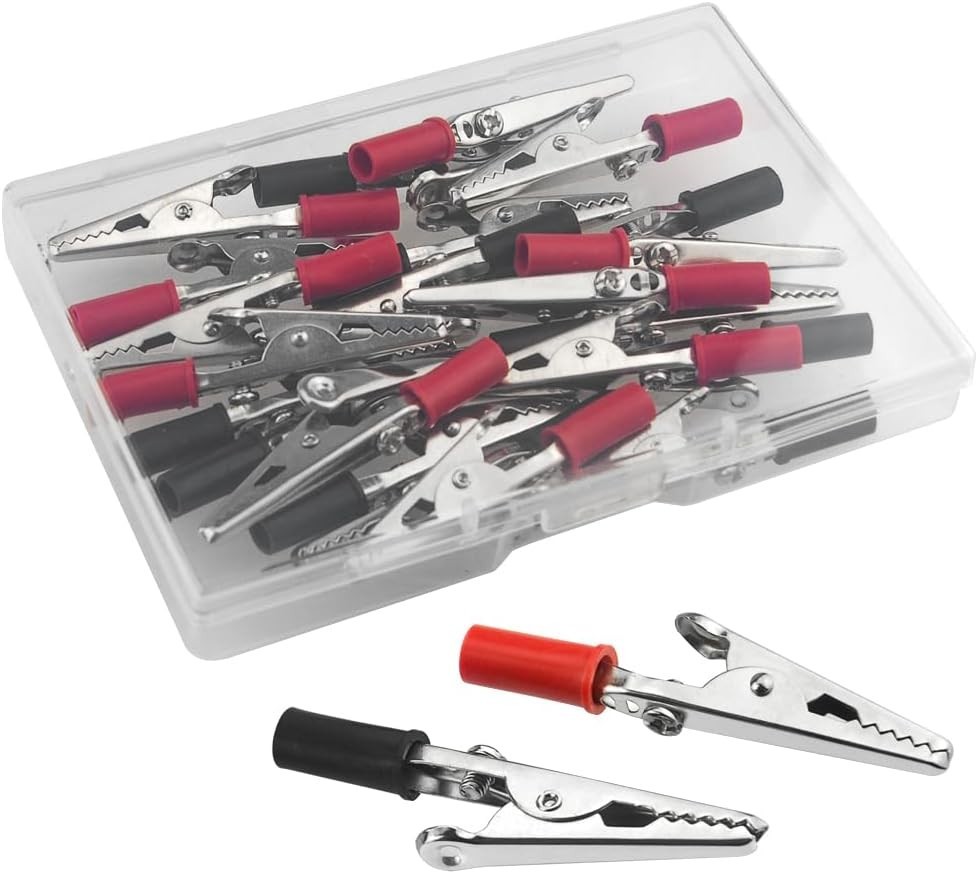 High Quality 22 PCS Red & Black Alligator Clips – Perfect for Electrical Testing