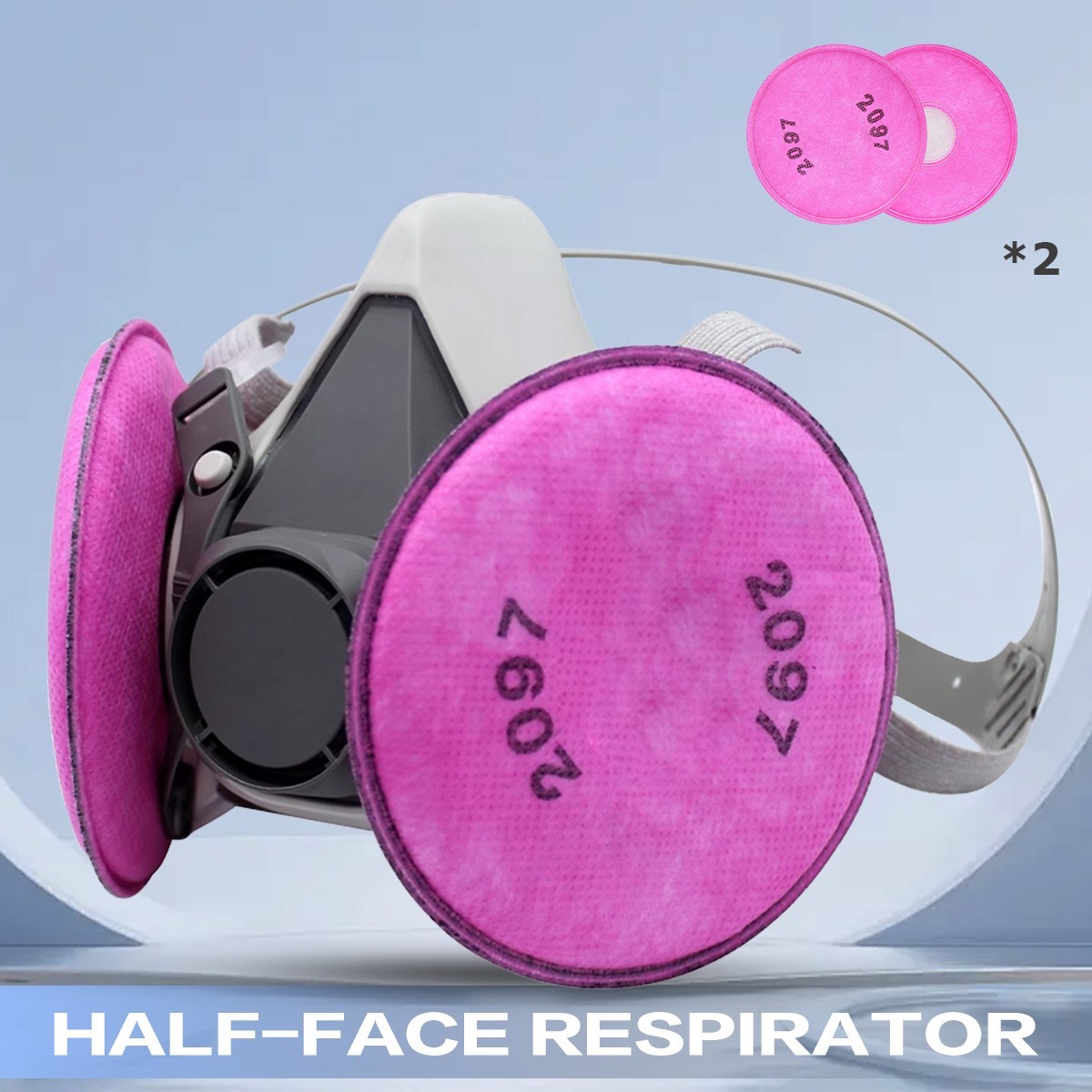 6200 Respirator Gas Mask Half Face with 2097 Filter Goggles Set for Epoxy Dust P
