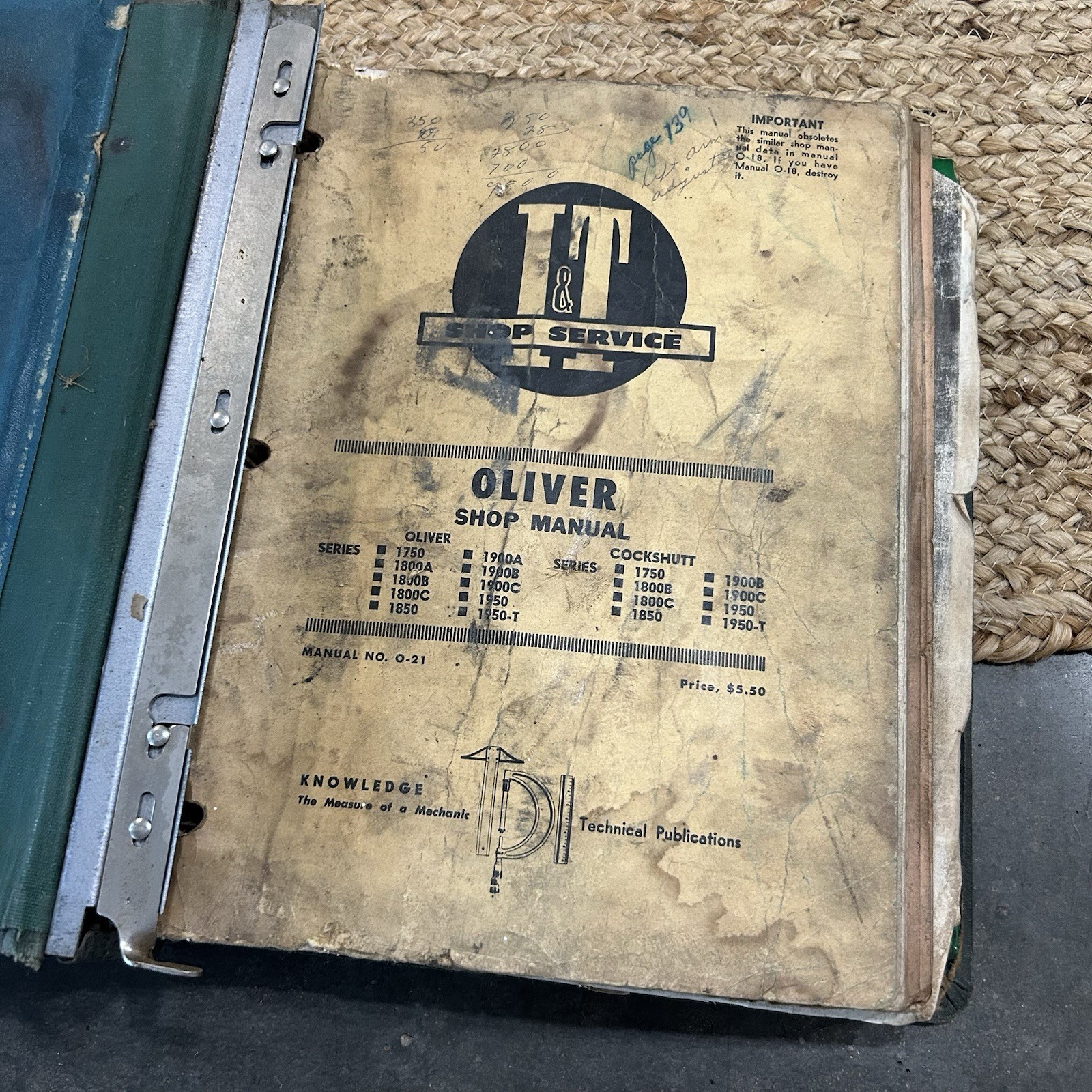 Vintage 1968 Oliver I&T Shop Manual 1750 Tractor A10
