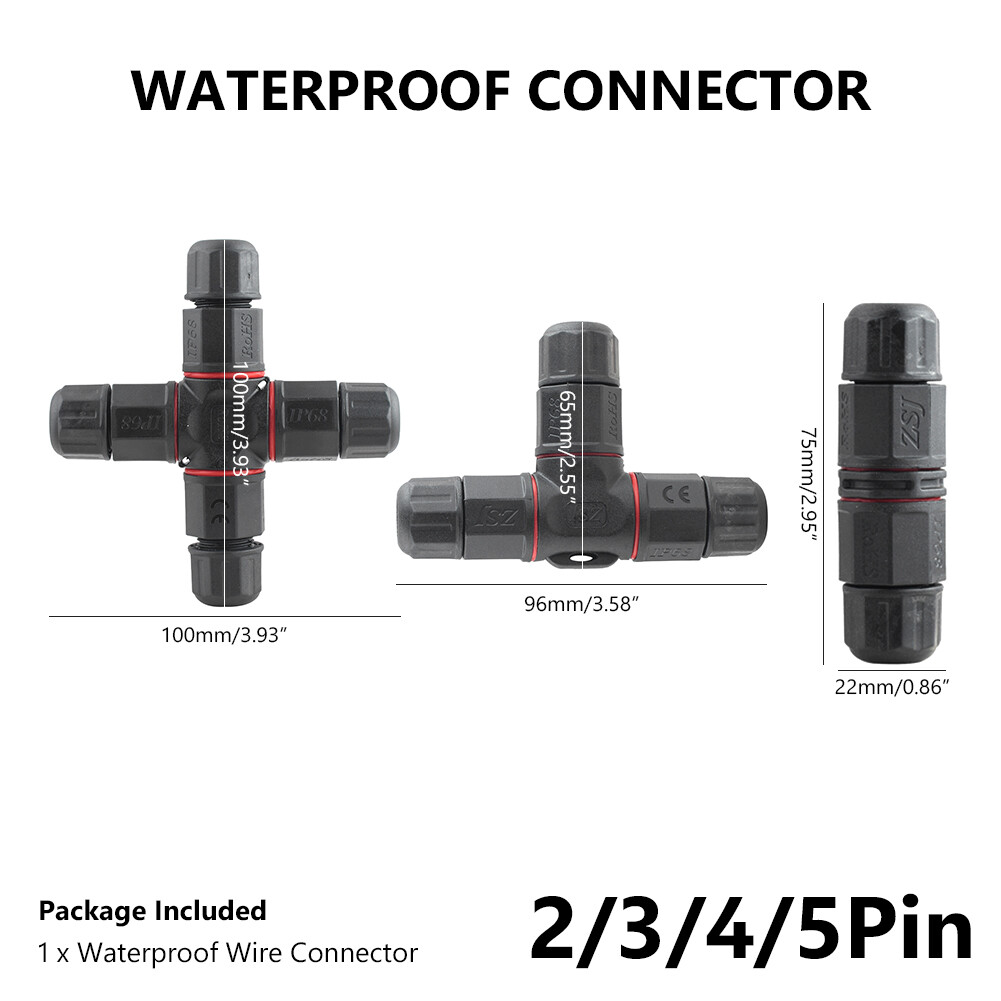 IP67 Waterproof Electric Cable Wire 2/3 Pin Connector Outdoor Outlet