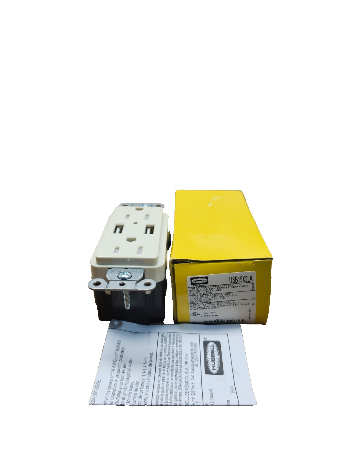NEW IN BOX QTY 10 HUBBELL USB Charger/Tamper-Resistant Receptacle USB15X2LA