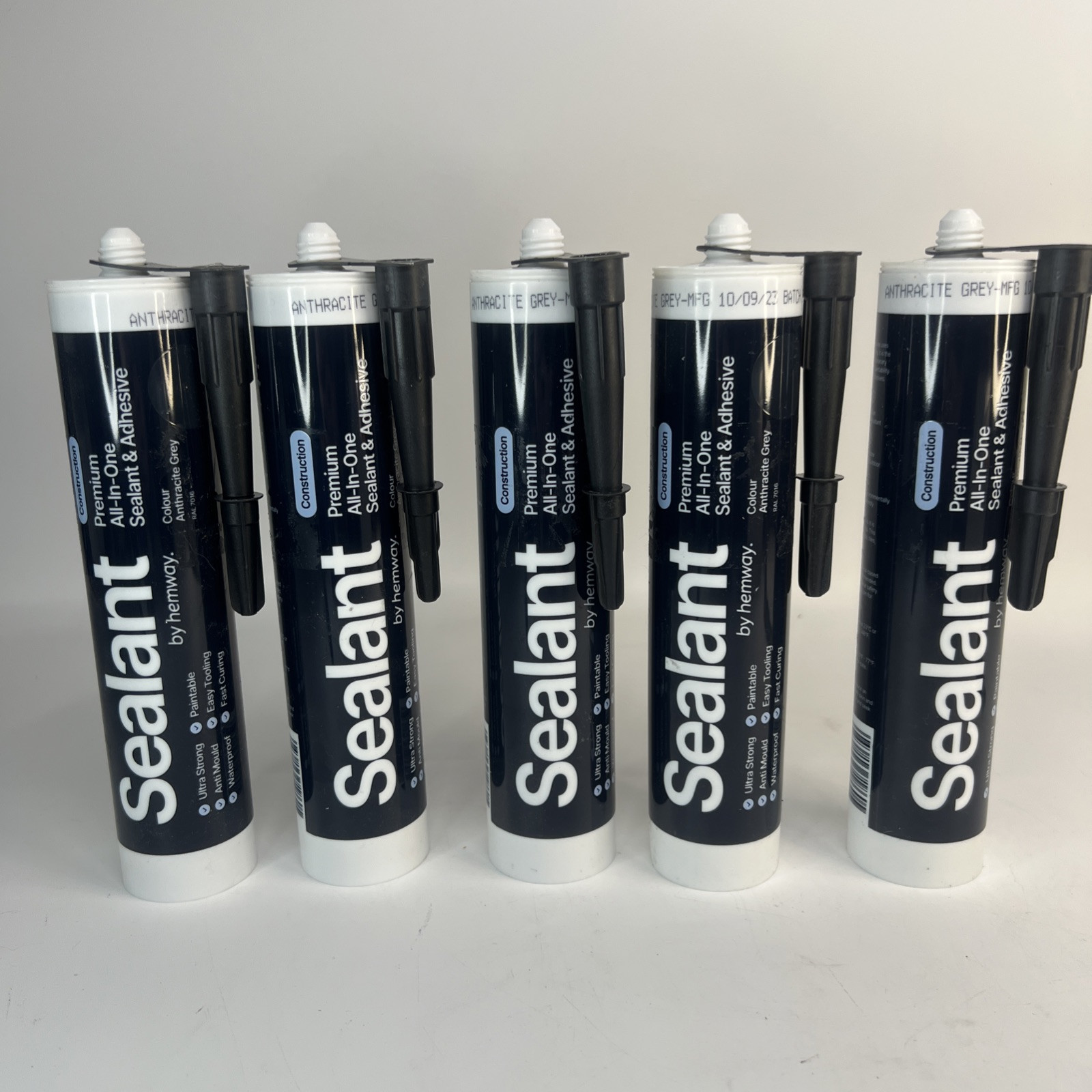 (5 Pack)Hemway Hybrid Polymer Construction Sealant Adhesive ALL IN ONE – Grey