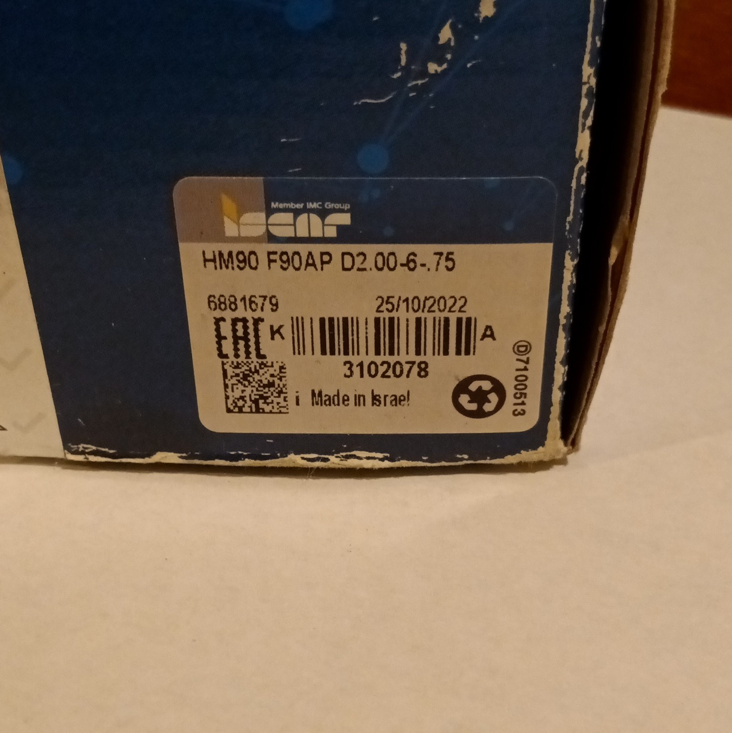Iscar Face Angle Cutter Carbide-Tipped 2 in 90° 3/4 in, MPN HM90 F90AP