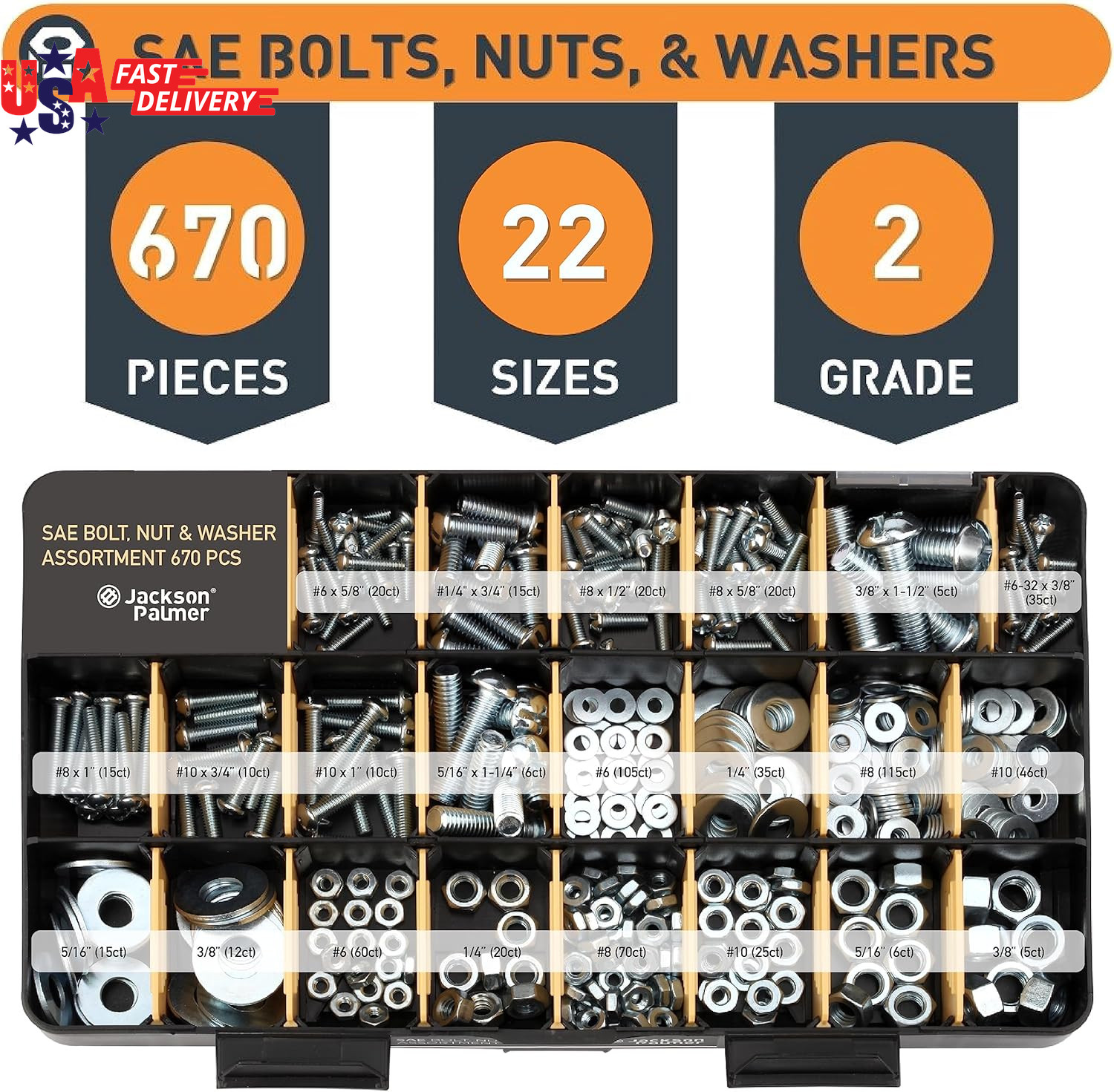 2251 Piece Hardware Assortment Kit with Screws, Nuts, Bolts & Washers (3 Trays)…