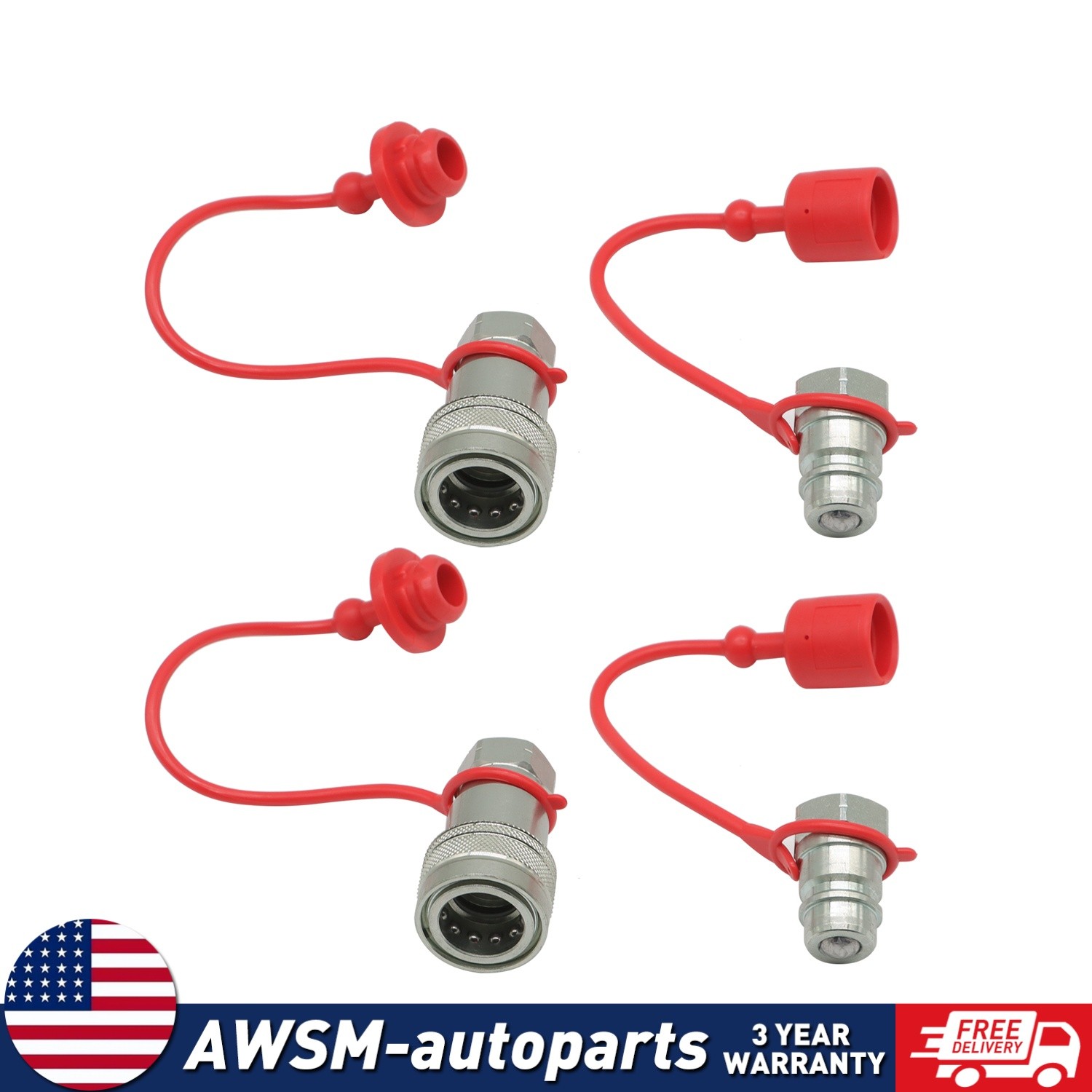 1/2″ Ag Hydraulic Quick Connect Couplers Coupling Poppet For Pioneer Style 2Sets