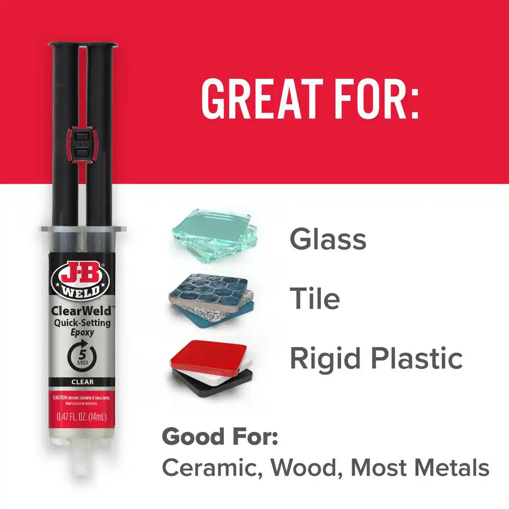 JB Weld 50114H ClearWeld Quick Setting Epoxy, Clear 0.47 oz