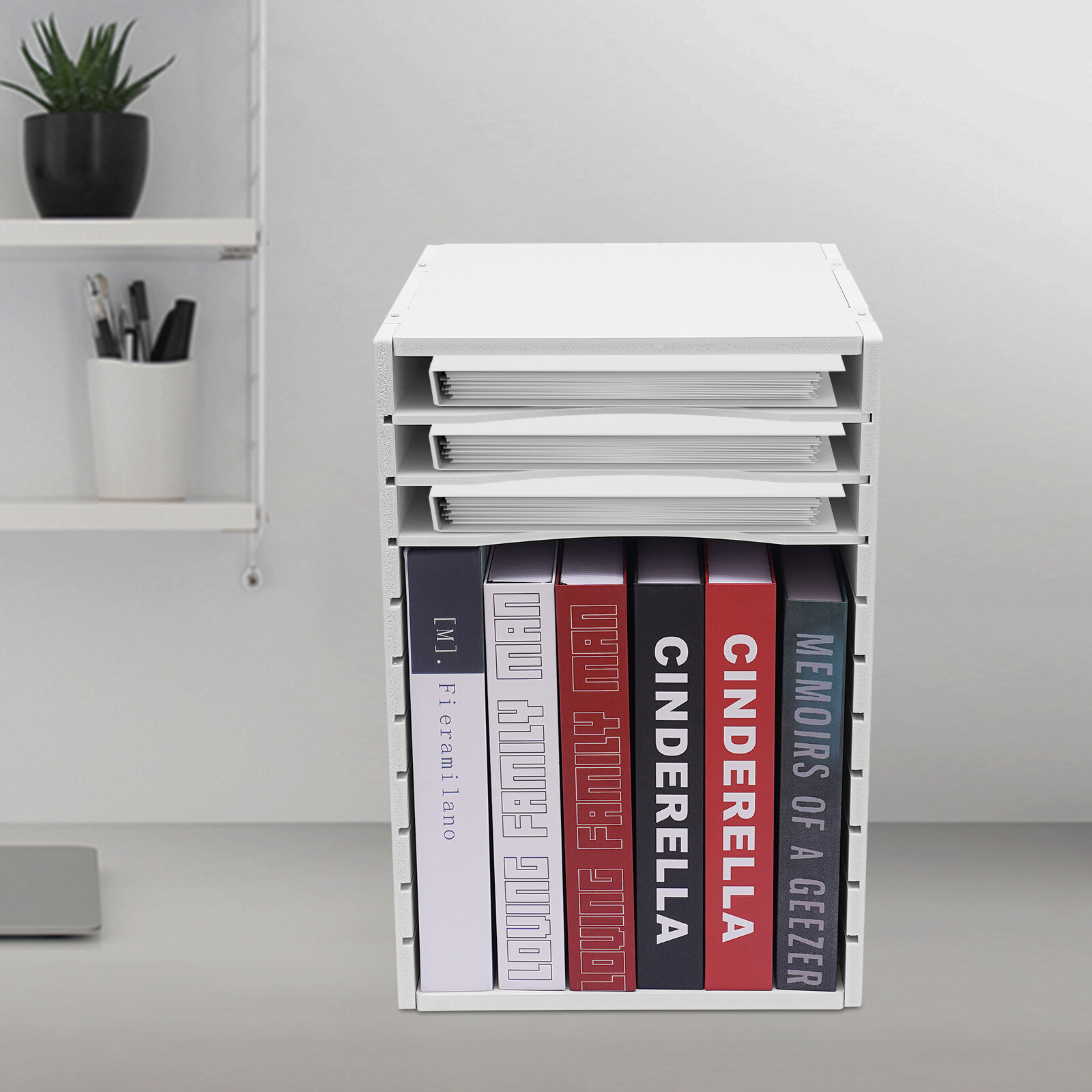 Document Organizer Vertical Desktop Sorter 11-Compartments Paper Storage Holder