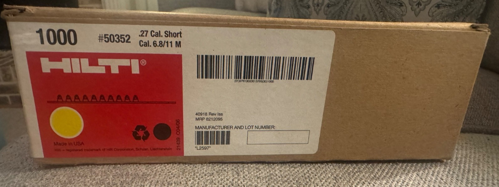 HILTI 6.8/11 M powder cartridges .27 cal – red – 100 strips – 1000 shots