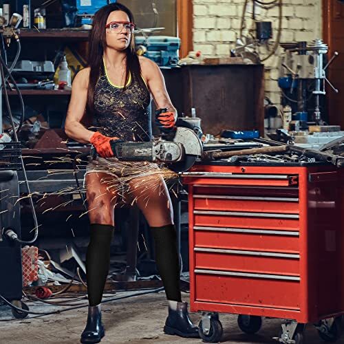 Cut Resistant Leg Sleeves Bite-Proof Protective Leg Sleeves for Welding, Black