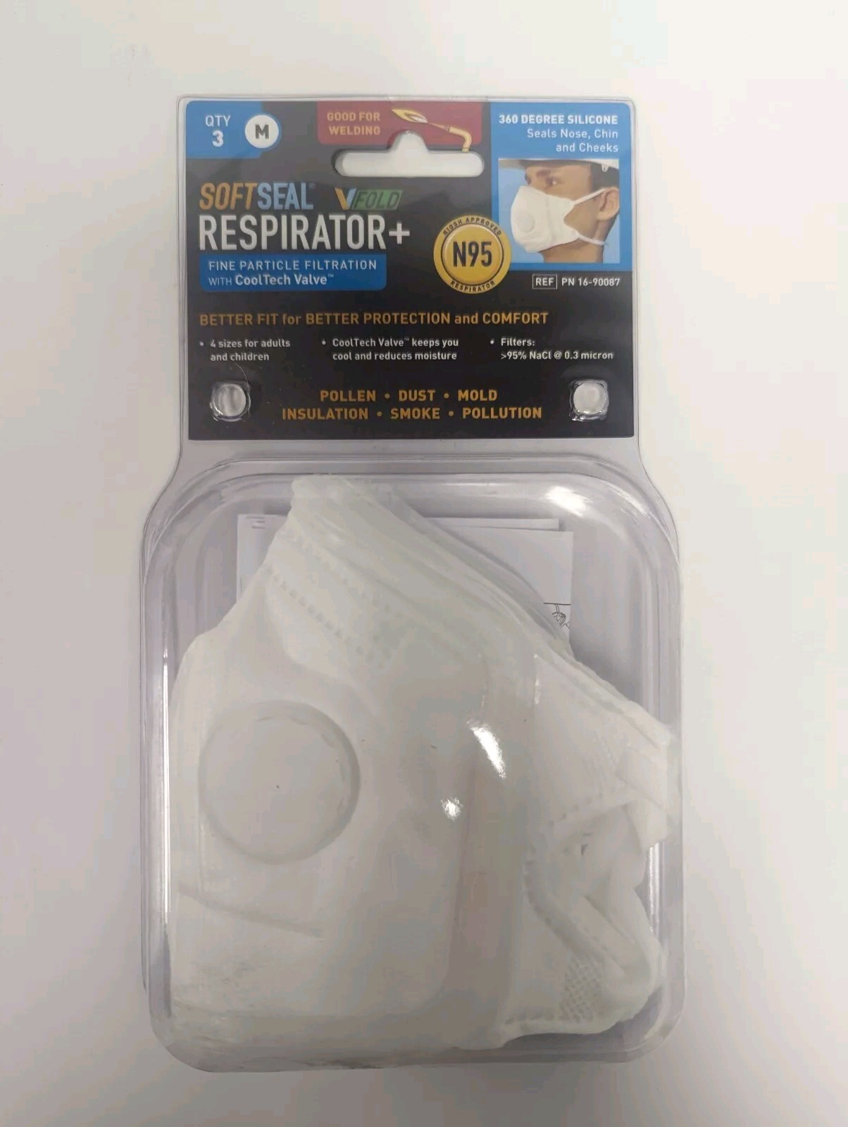 SoftSeal N95 V-Fold Valved Mask – Pack of 3 *FREE SHIPPING!*