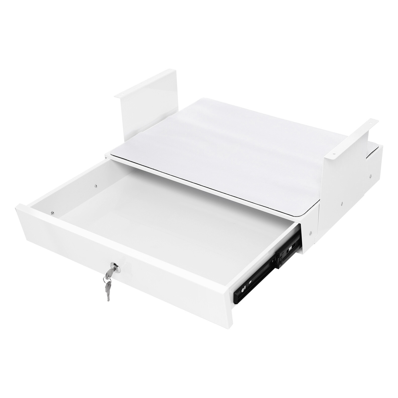 Under Desk Pull-out Drawer Storage Tray with Lock for Desk Organization Office