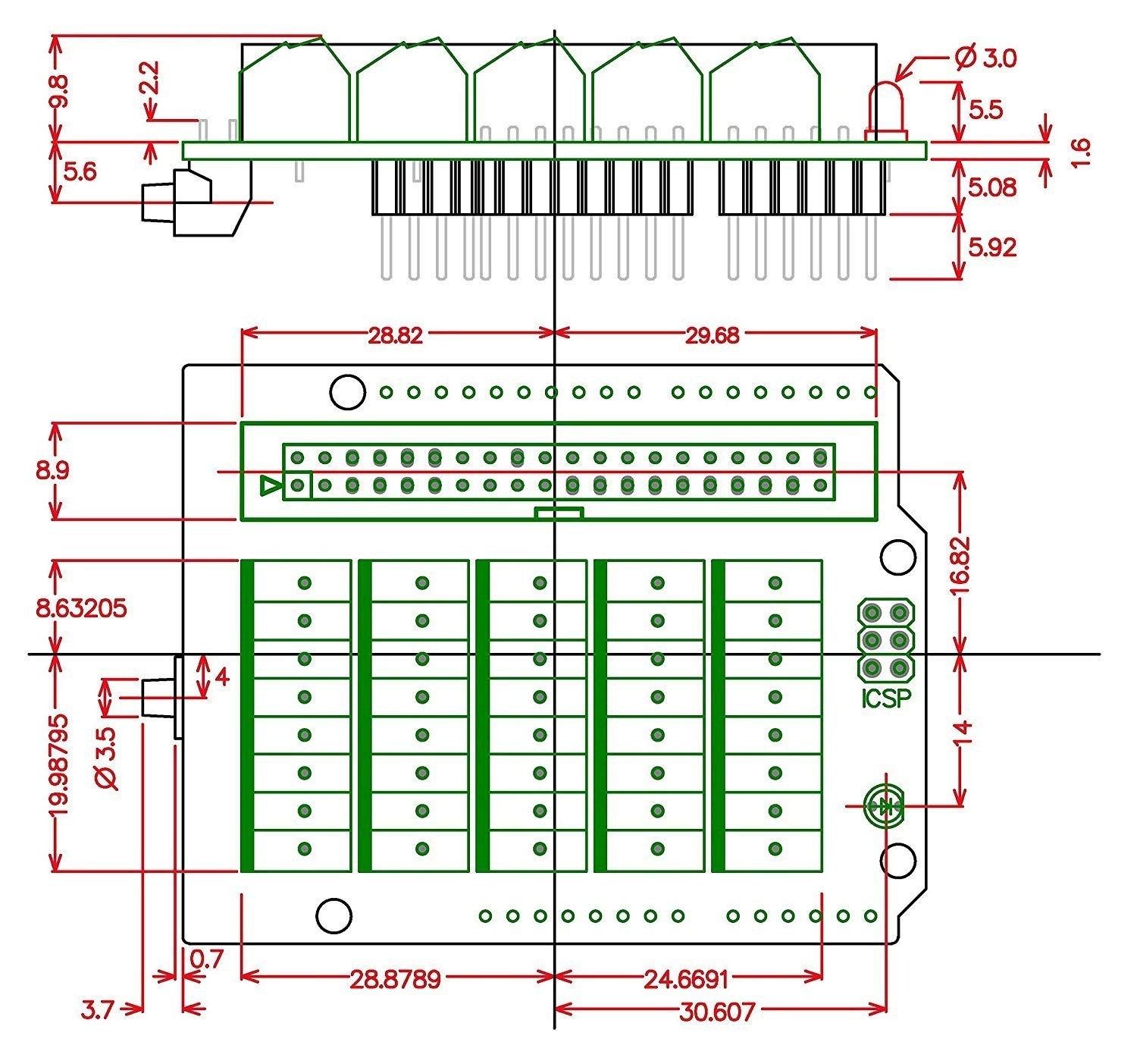 Arduino Screw Terminal Block Breakout Module, for Arduino UNO R3.