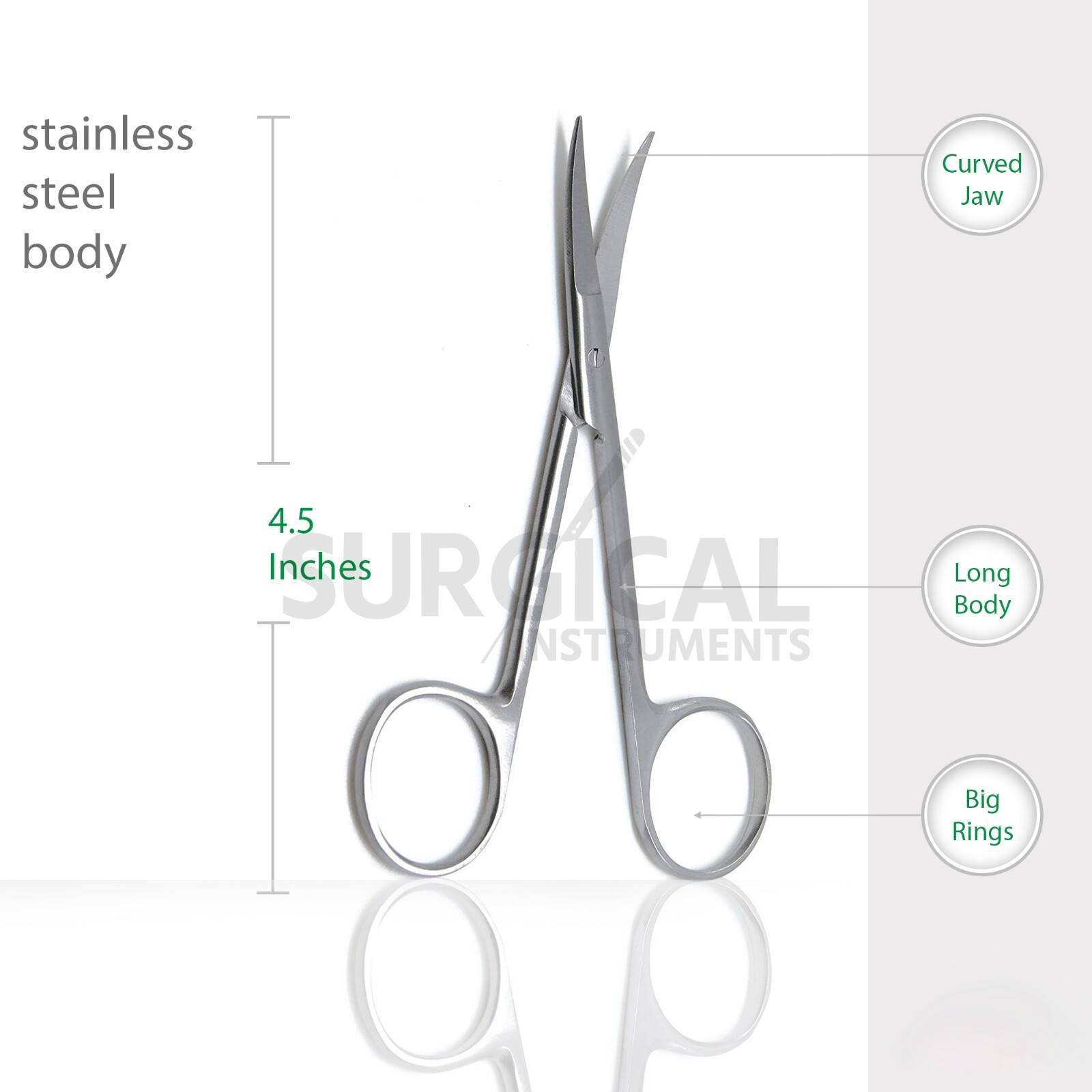 2 Iris Scissors 4.5″ Curved & Straight Surgical Dental Instruments