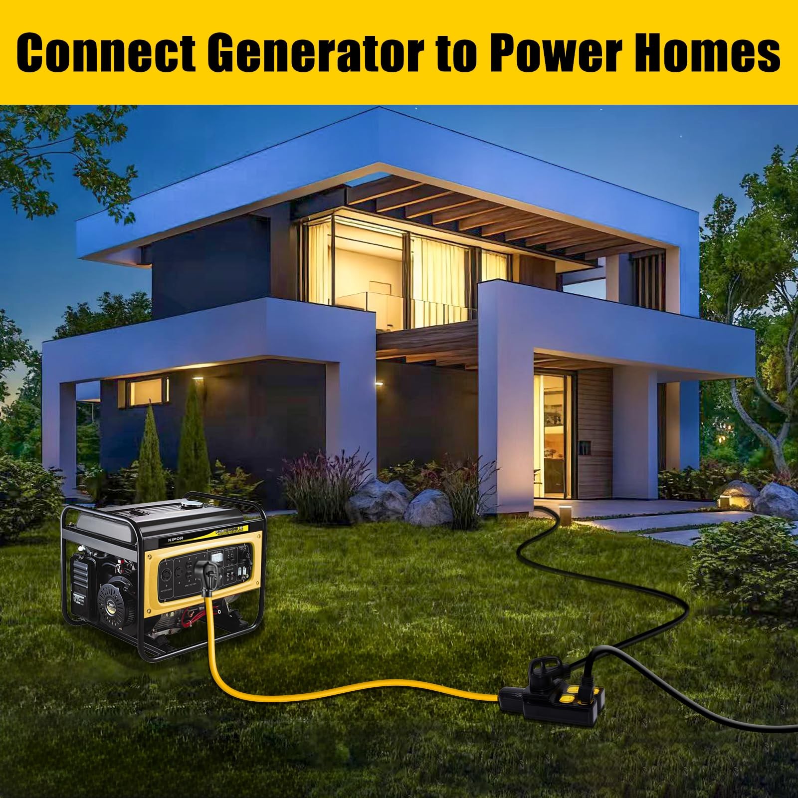 NEMA L14-30P to 4X 5-20R/5-15R&L14-30R Generator Adapter Extension Cord, 4 Prong