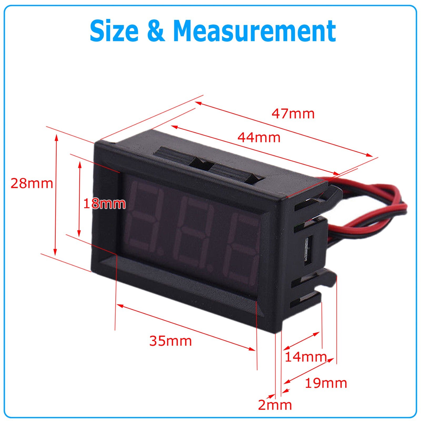 LED 12V ~ 24V Digital Display Voltmeter Car Motorcycle Voltage Gauge Panel Meter