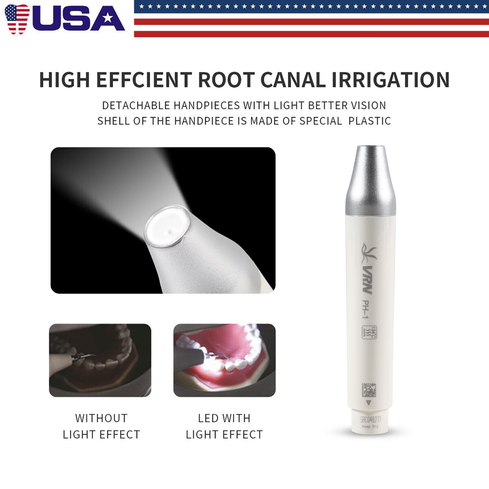 1-10 Dental LED Detachable Scaler Handpiece for Ultrasonic Piezo Scaler VRN-A8