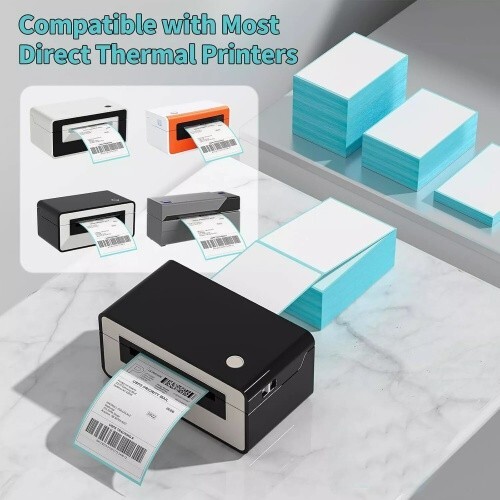 100/500/1000 4×6 Fanfold Direct Thermal Shipping Labels for Zebra Rollo US