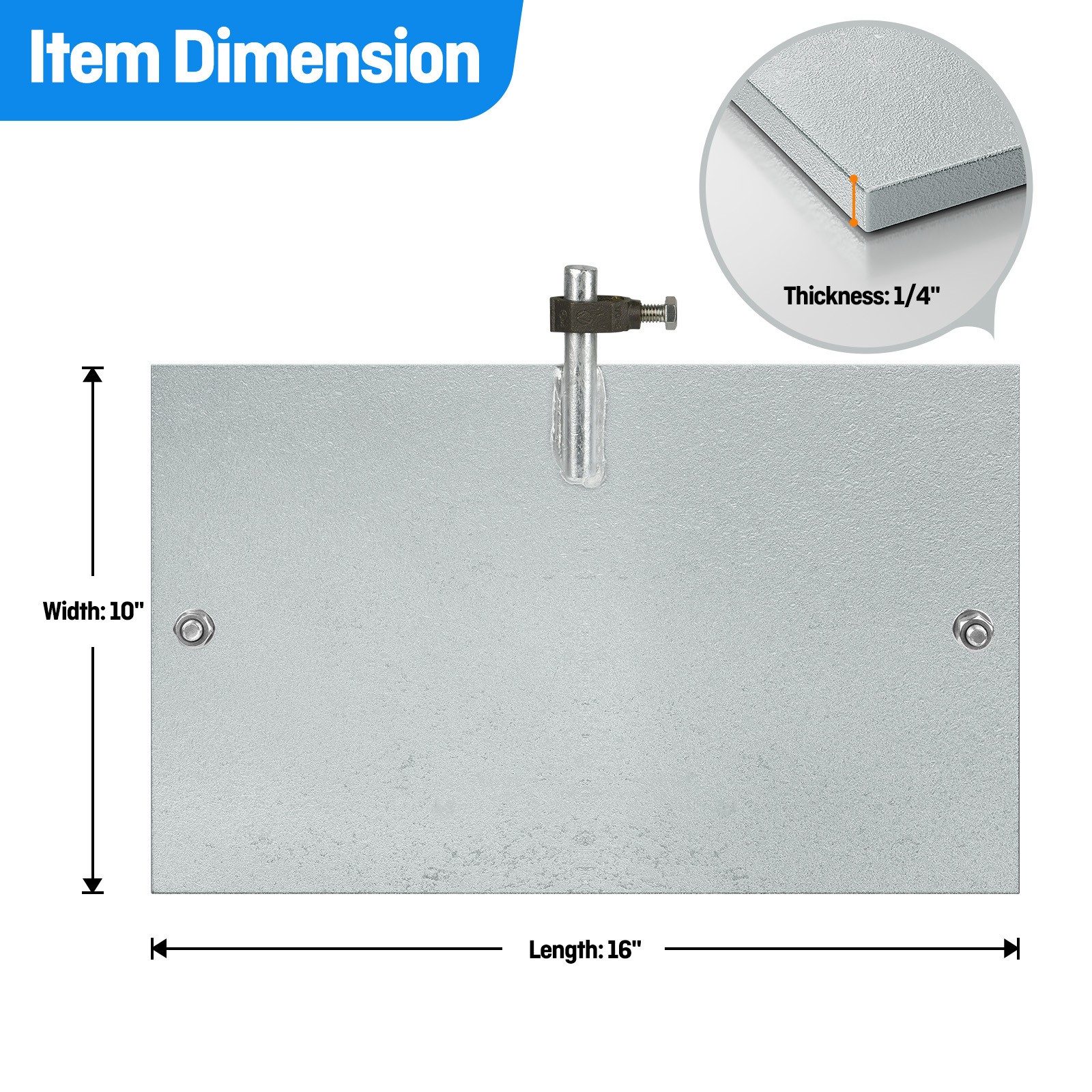Steel Ground Plate,HDG Grounding Rod, with 5/8 Direct Burial Ground Clamp