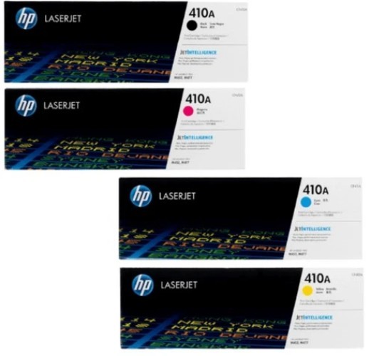 HP 410A Toner Cartridge 4-Pack Set– Black, Cyan, Magenta, Yellow NEW-Sealed Box