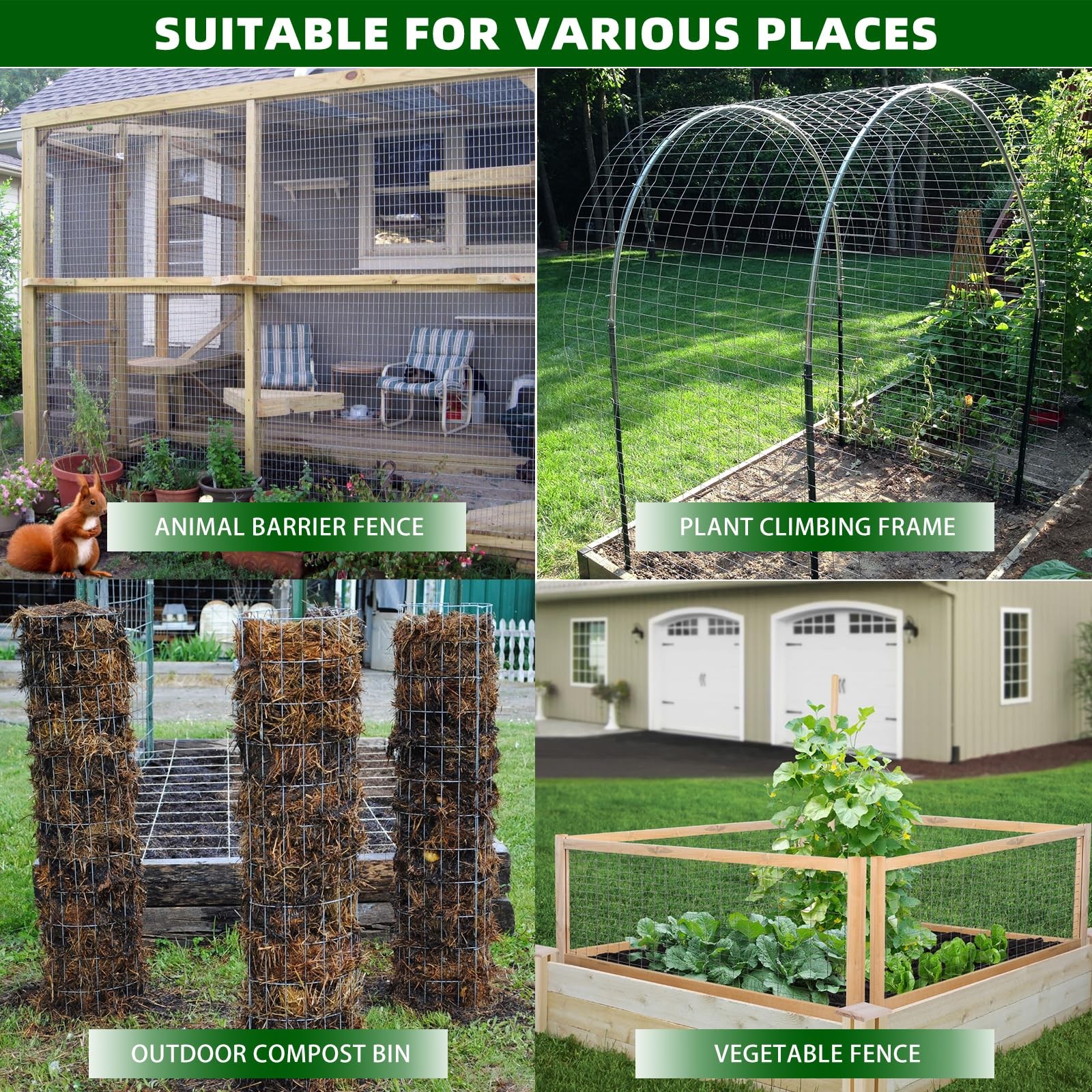 Welded Wire Fence, 50ft(L) x 24inch(H) Garden Fence for Dog, 2 Inch x 3 Inch …