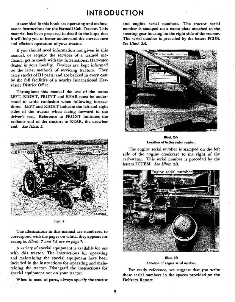 Tractor Operator Instruction Maint Manual Fits McCormick Farmall Cub 1955