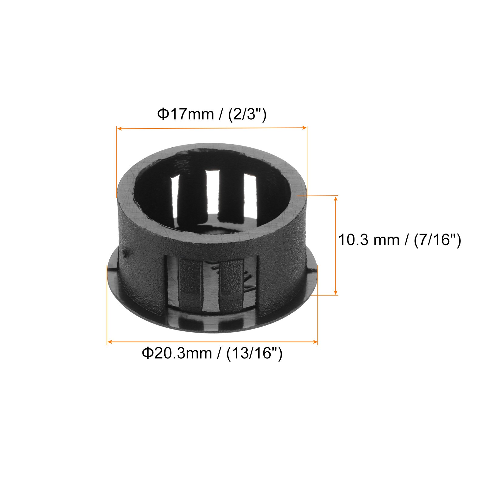 64Pcs 17mm(2/3′) Black Nylon Plastic Round Locking Hole Plugs Insert End Caps