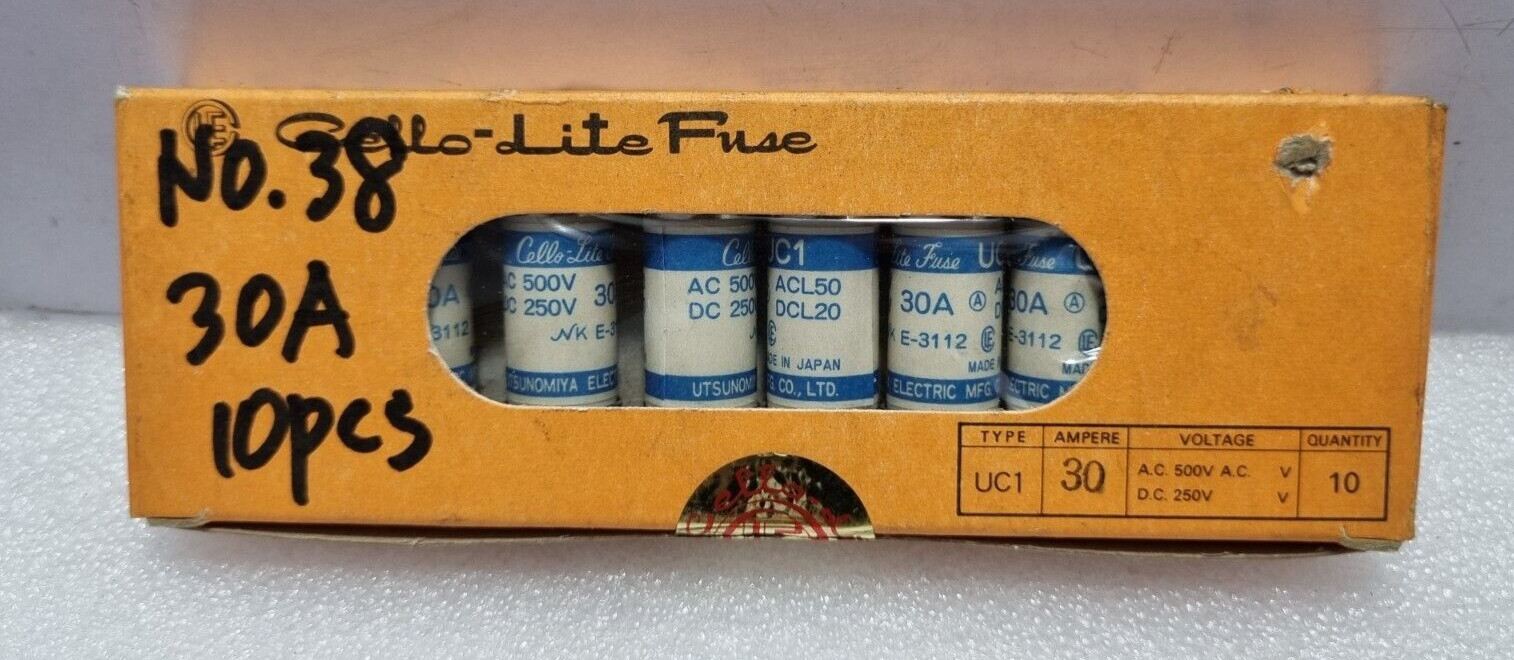 Cello-Lite Fuse UC1 Fuse 30 AMPERE A.C 500V AC DC 250V – QTY 10PCS in 1 Box