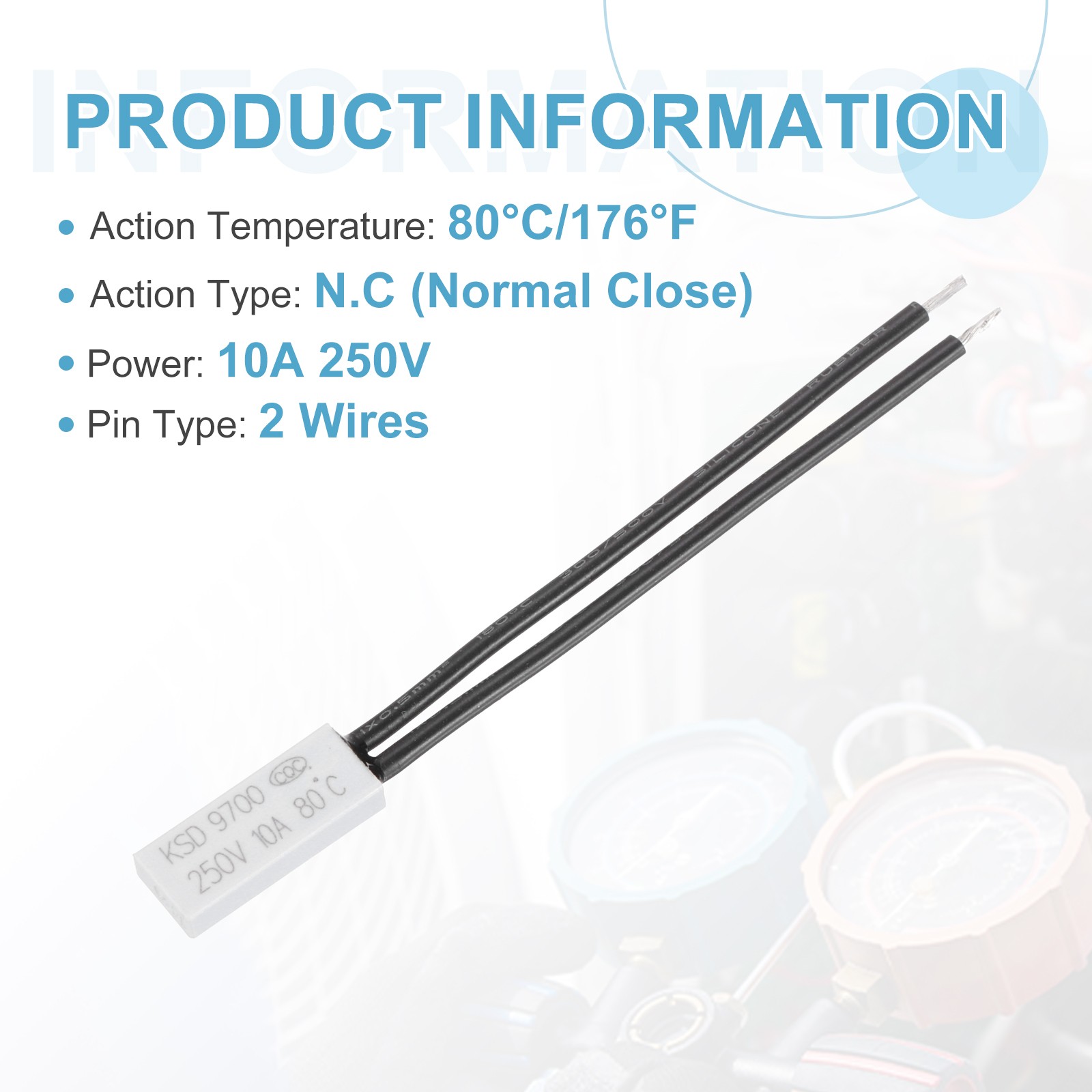 5Pcs KSD9700 Thermostat 80°C/176°F Temperature Control Switch N.C 10A Plastic