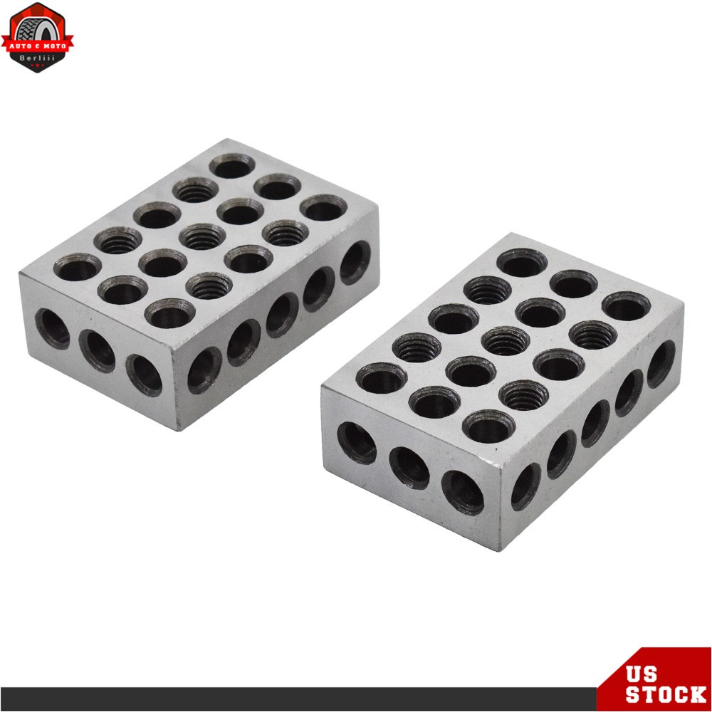 1-2-3 Blocks 23 Holes .0002″ Machinist 123 Jig 1 Matched Pair High Precision US