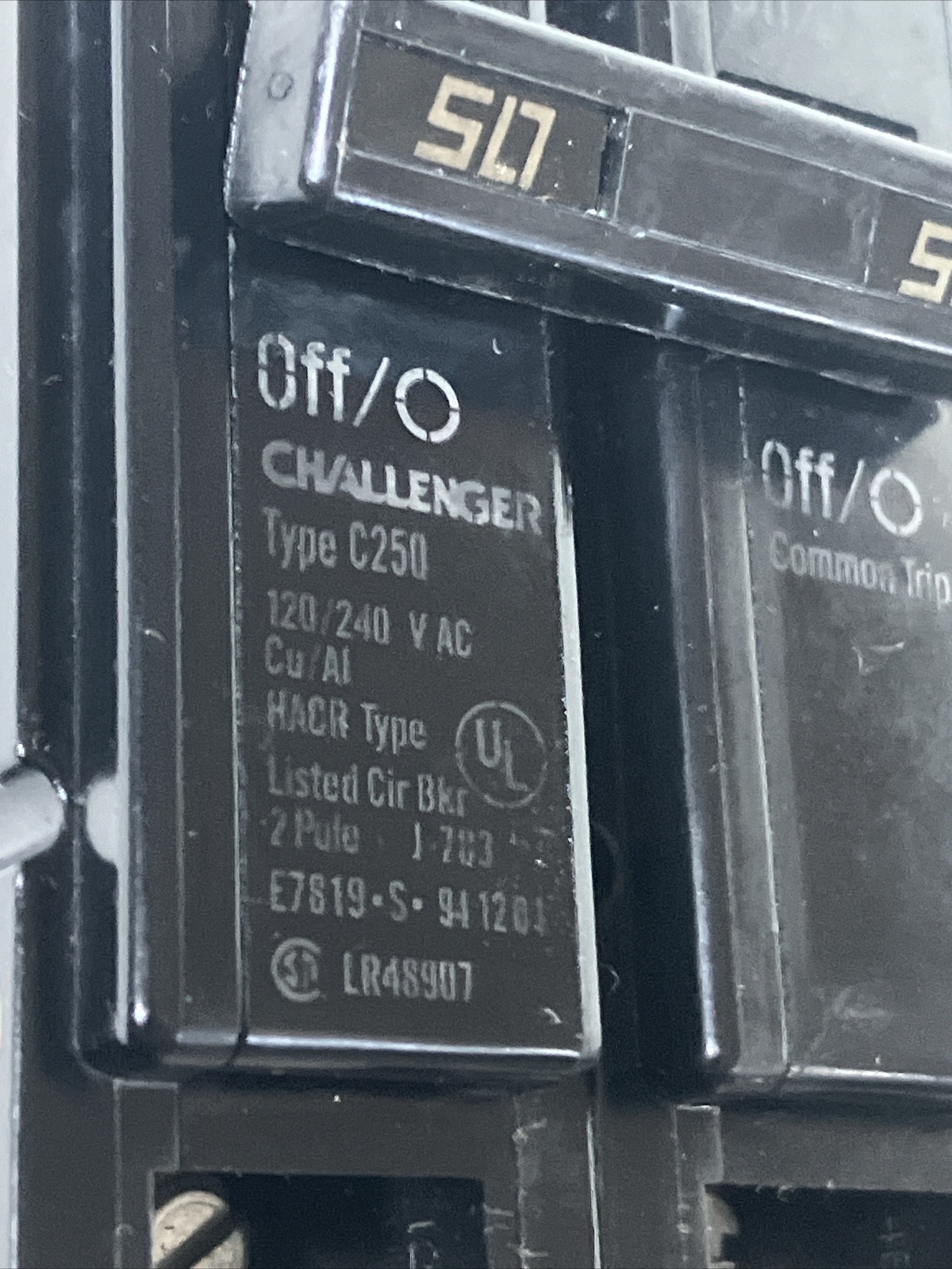 Challenger (GTE Sylvania) C250 BR250 2 Pole 50 Amp Circuit Breaker 240 Volt NEW