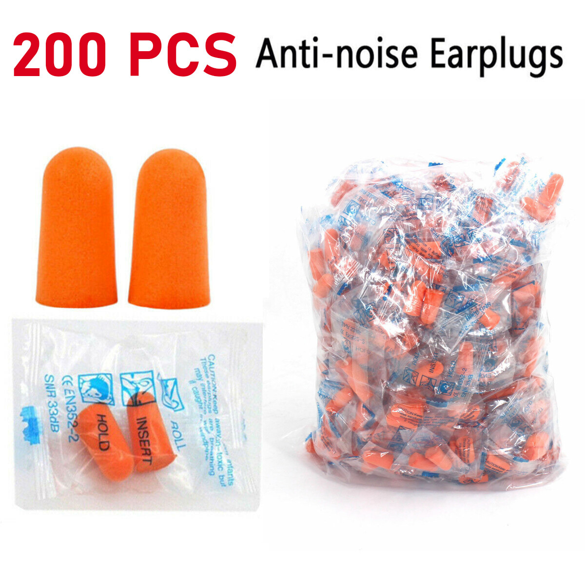 600pcs Ear Plugs Lot Bulk soft Orange foam sleep travel noise shooting earplugs