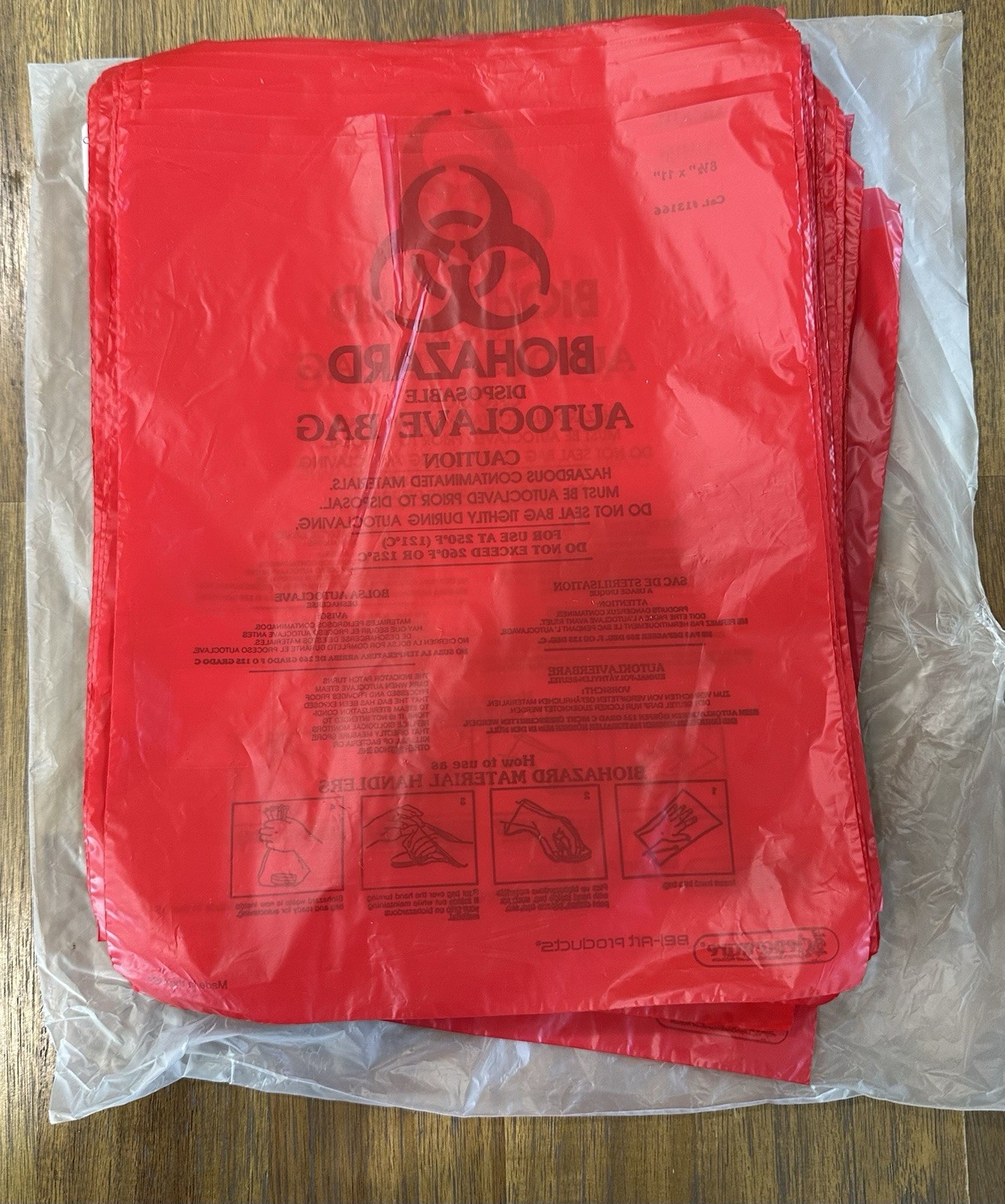 SP Bel-Art Scienceware Bench Top Biohazard Autoclave Bags Small Red, Pack of 100