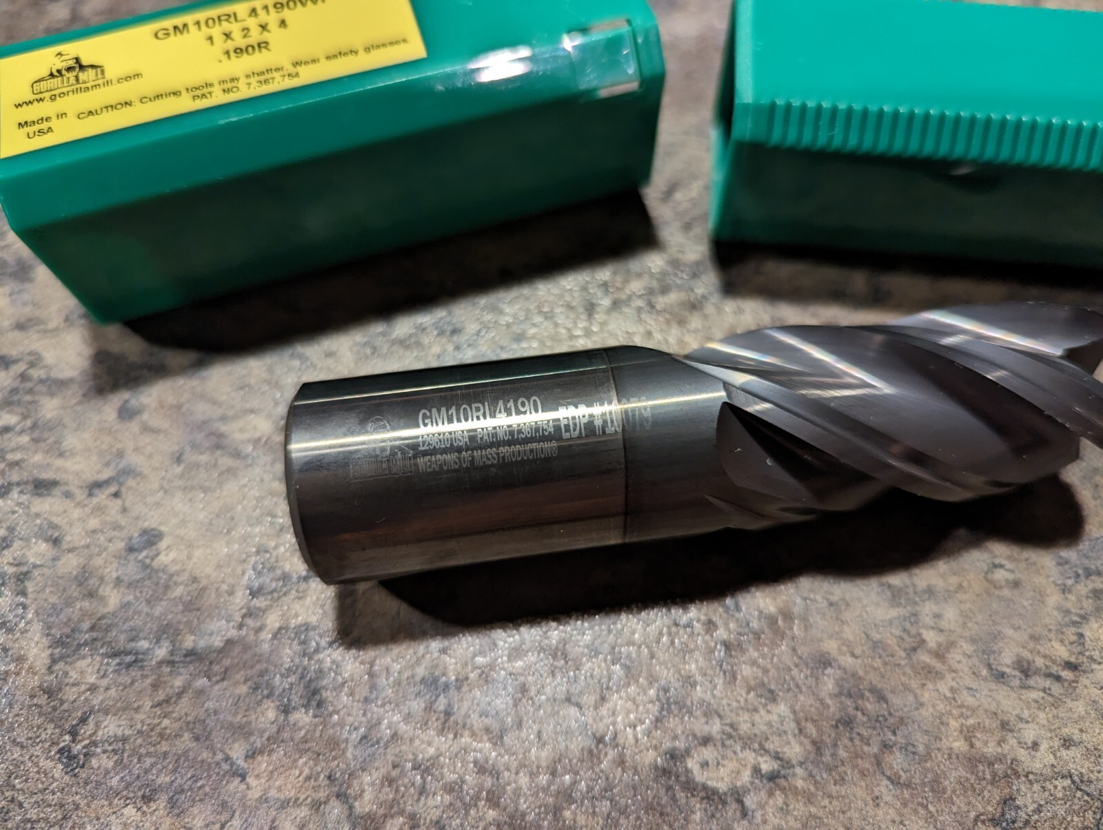 Gorilla Mill 1″, 0.190″ Corner Radius 4 Flute Carbide Endmill GM10RL4190WF – NEW