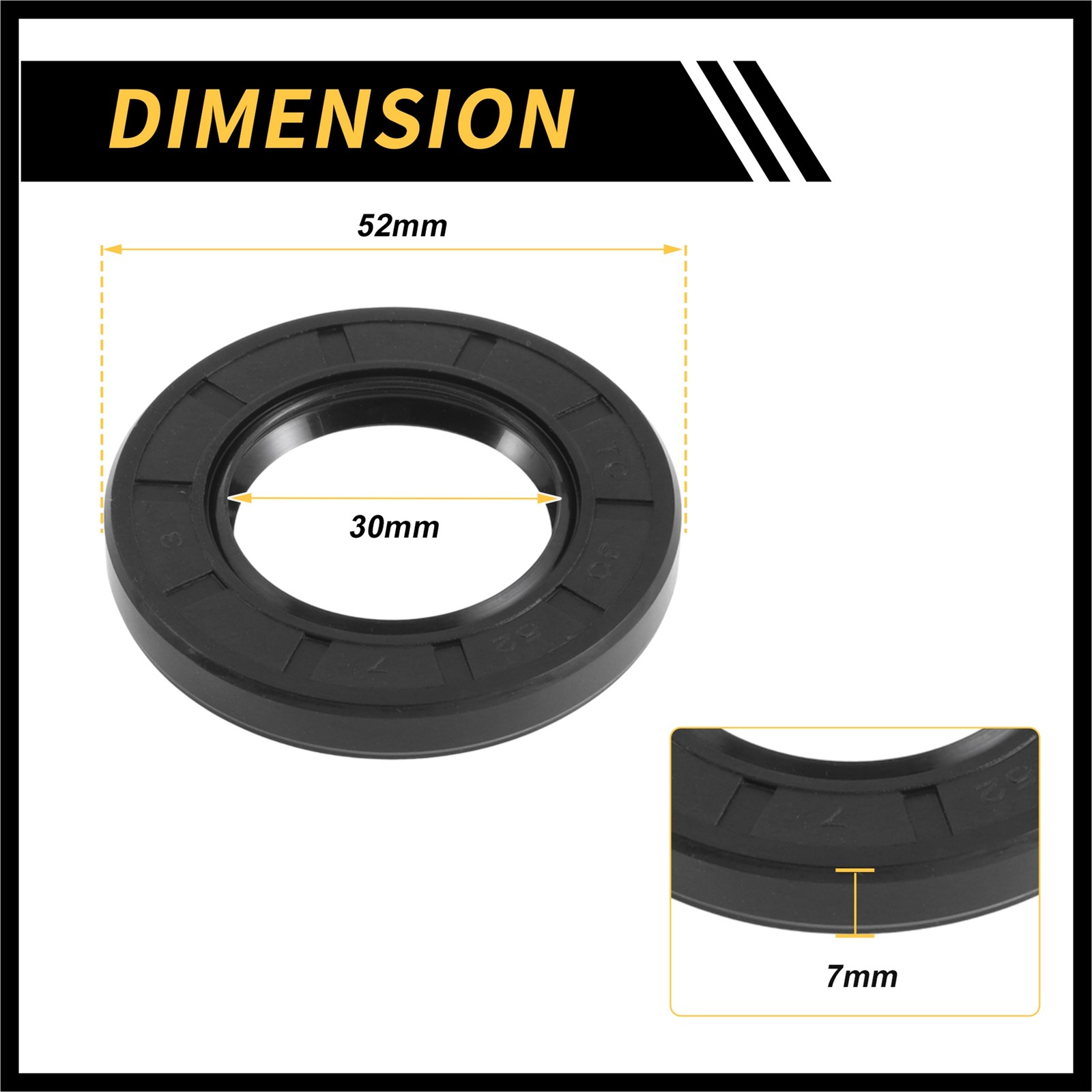 Oil Seal TC Double Lip W Steel Spring Seal Ring Rotary Shaft Seal 30x52x7mm 5pcs