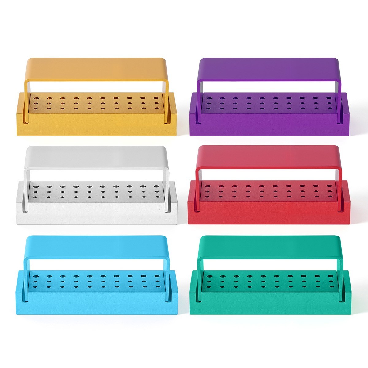 30 Holes Dental Bur Burs Holder Autoclave Block Disinfection Box Aluminium USA