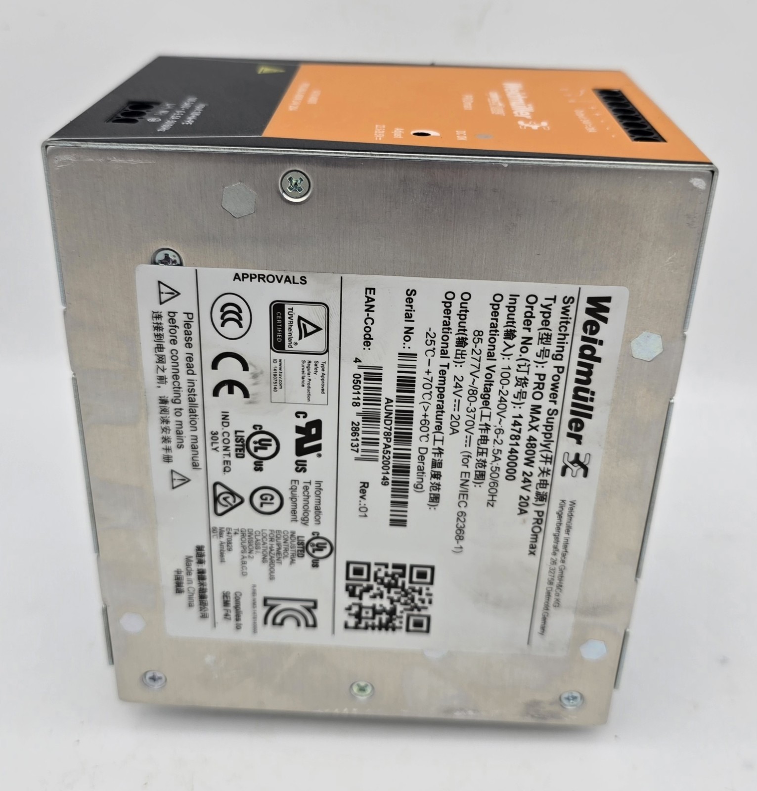 Weildmuller Pro Max 480W 24V 20A 1478140000 Switching Power Supply proMAX