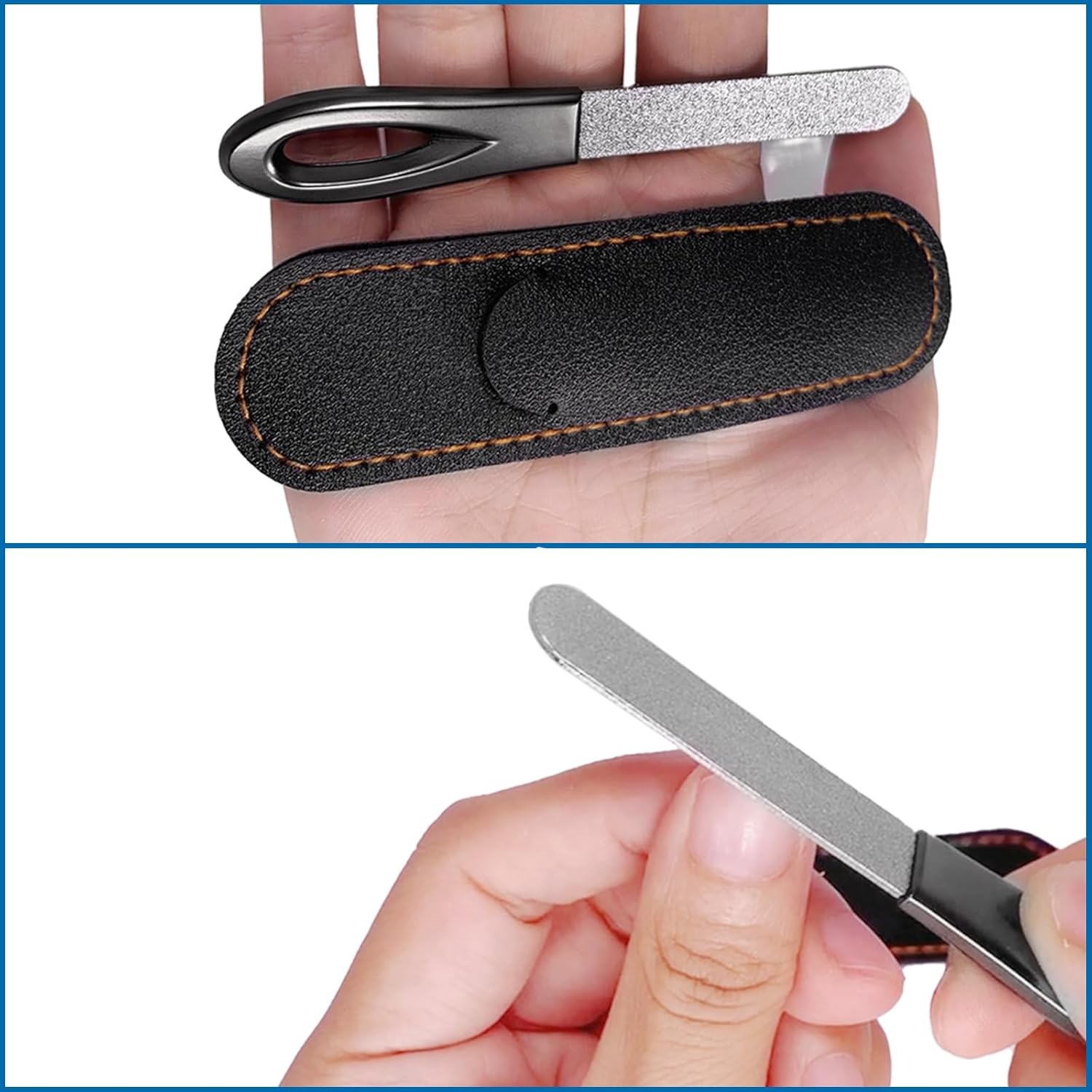 Metal 2 Pack 3.6IN Gunmetal Files with PU Cases, Gray/Black Cases