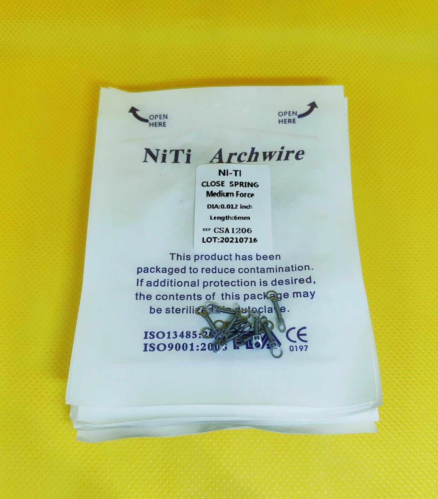 20 Packs Dental Closed Coil Spring Orthodontic Niti Alloy 012*6mm Medium Force