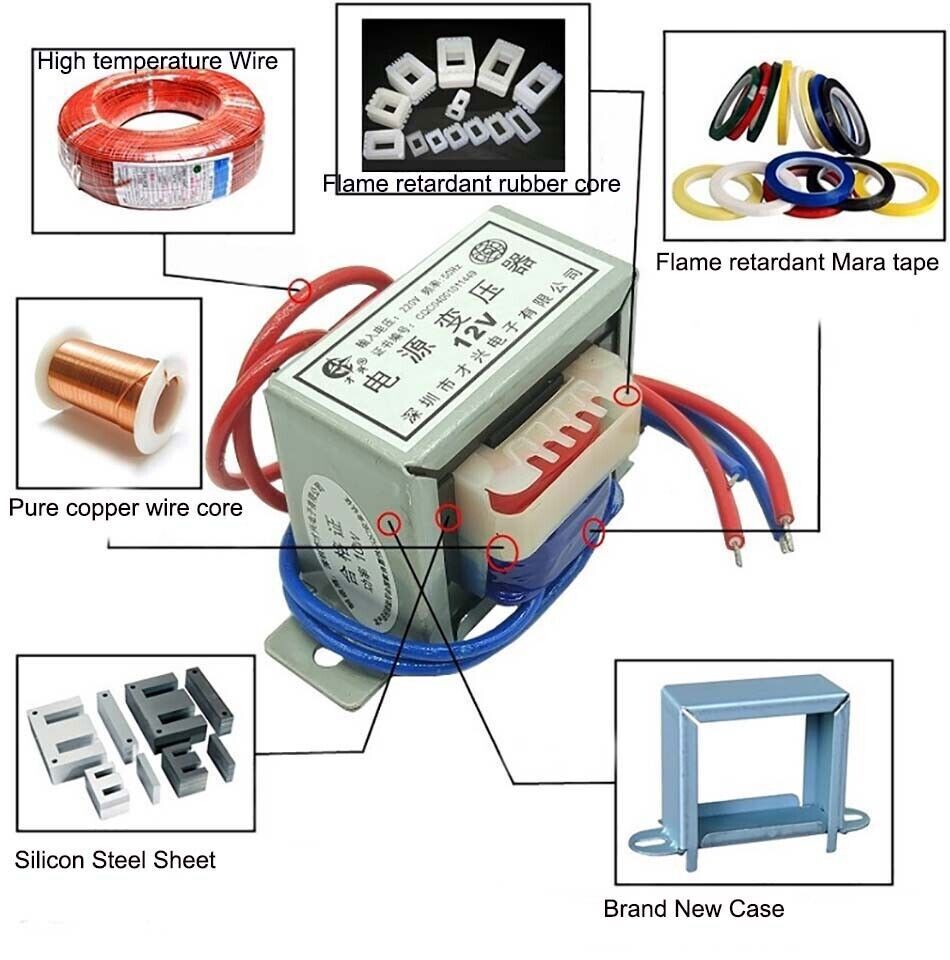AC 110V/220V/380V IN 6V-36V Out 1W~100W Single/ Dual Output Power Transformer