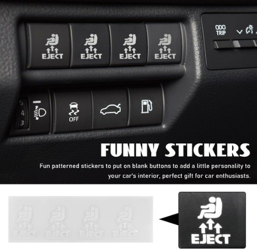 2PCS Eject Blank Car Button Stickers, Funny Seat Eject Vinyl Decal fo Color: M