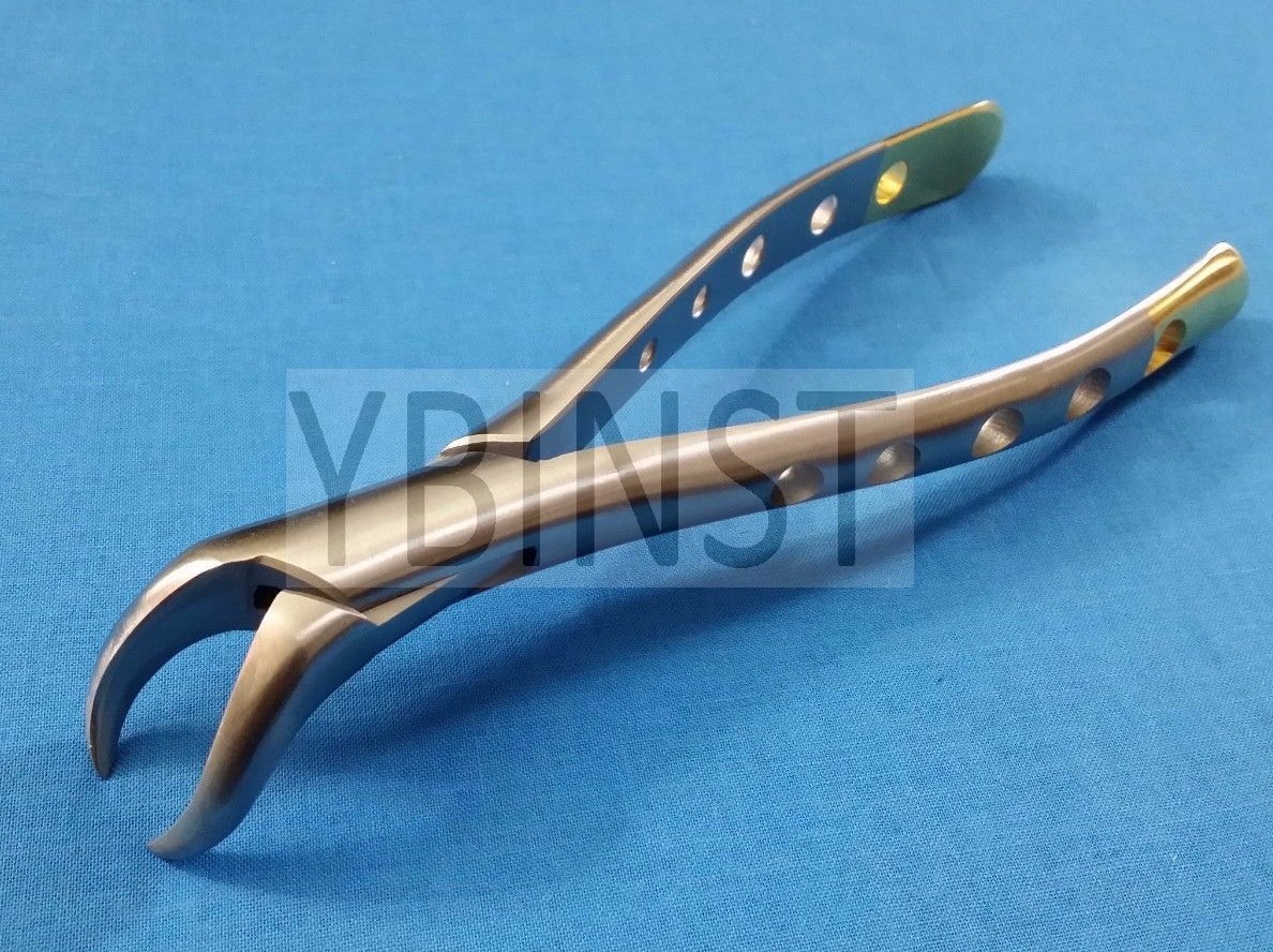 GOLD HANDLE AUTOCLAVABLE COW HORN LOWER MOLAR DENTAL EXTRACTING FORCEPS #23