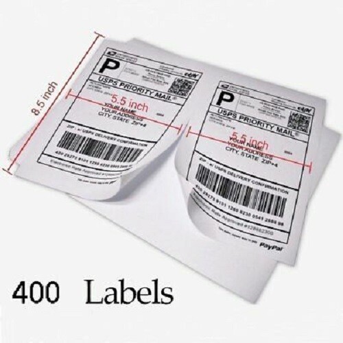 400 Shipping Labels Half Sheet Print STRONG ADHESIVE 5-1/2″ x 8-1/2″ Laser Ebay