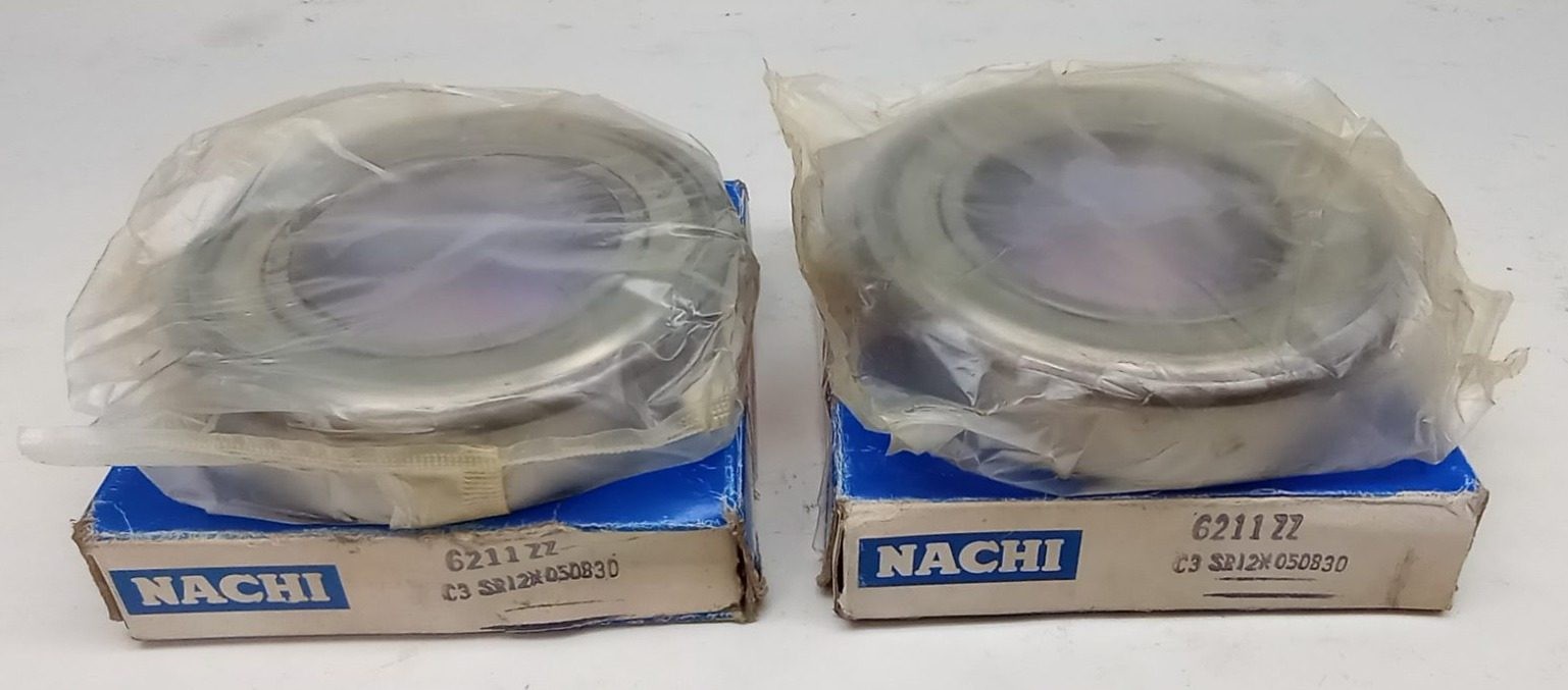 Nachi 6211ZZ Ball Bearing Deep Groove 55X100X21mm Double Shielded (Pack of 2)